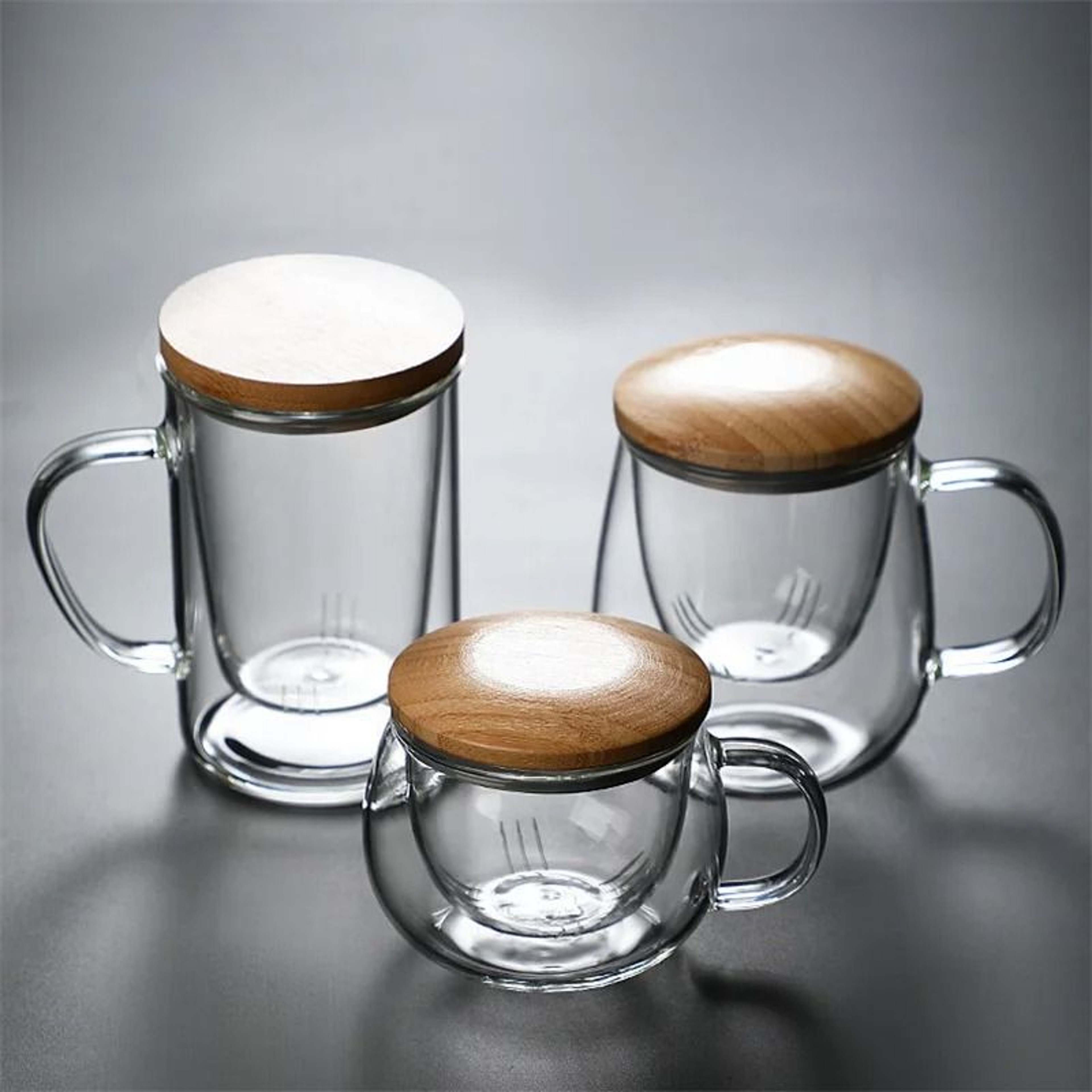 Creative Glass Tea Infuser Cup With Bamboo Lid 0