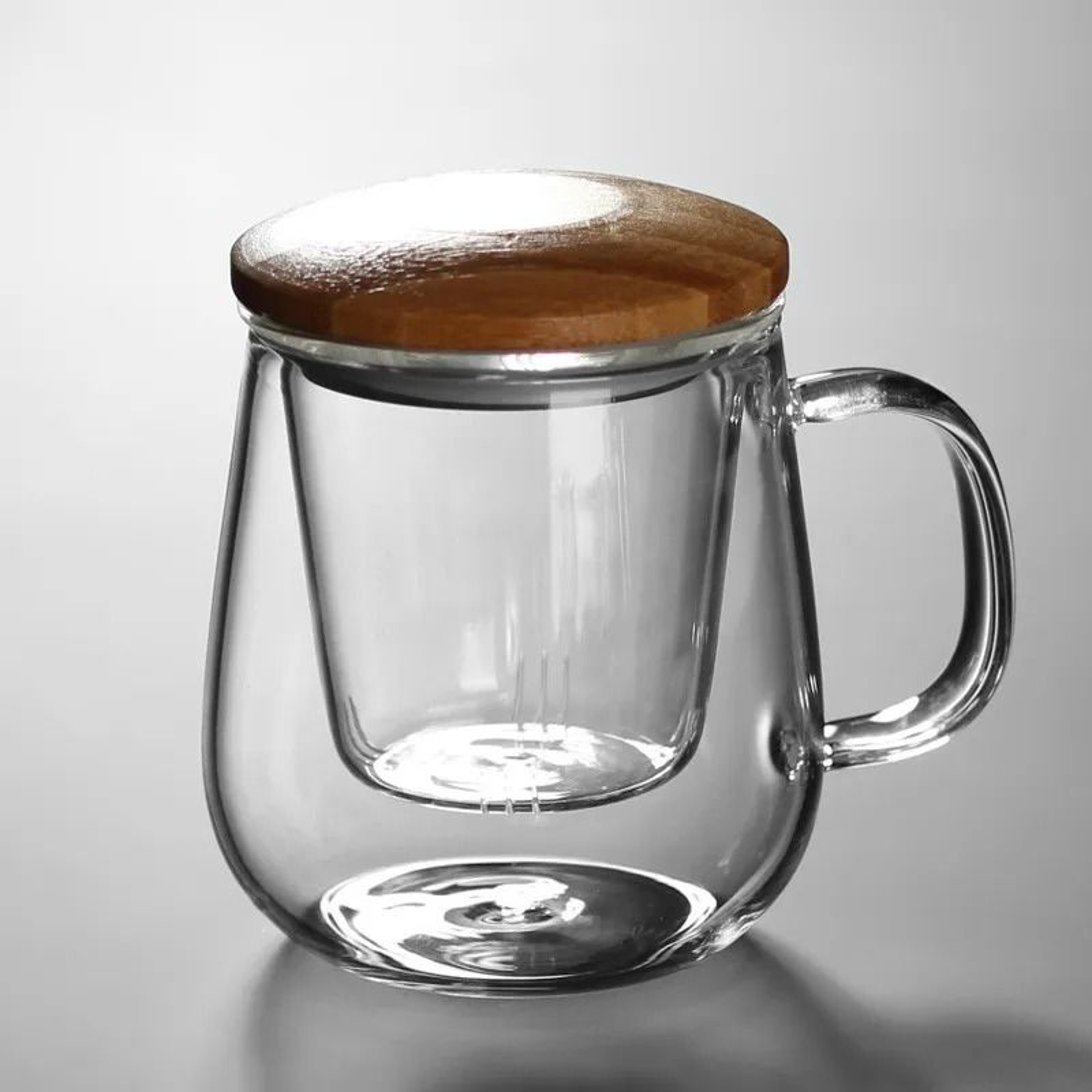 Creative Glass Tea Infuser Cup With Bamboo Lid 4
