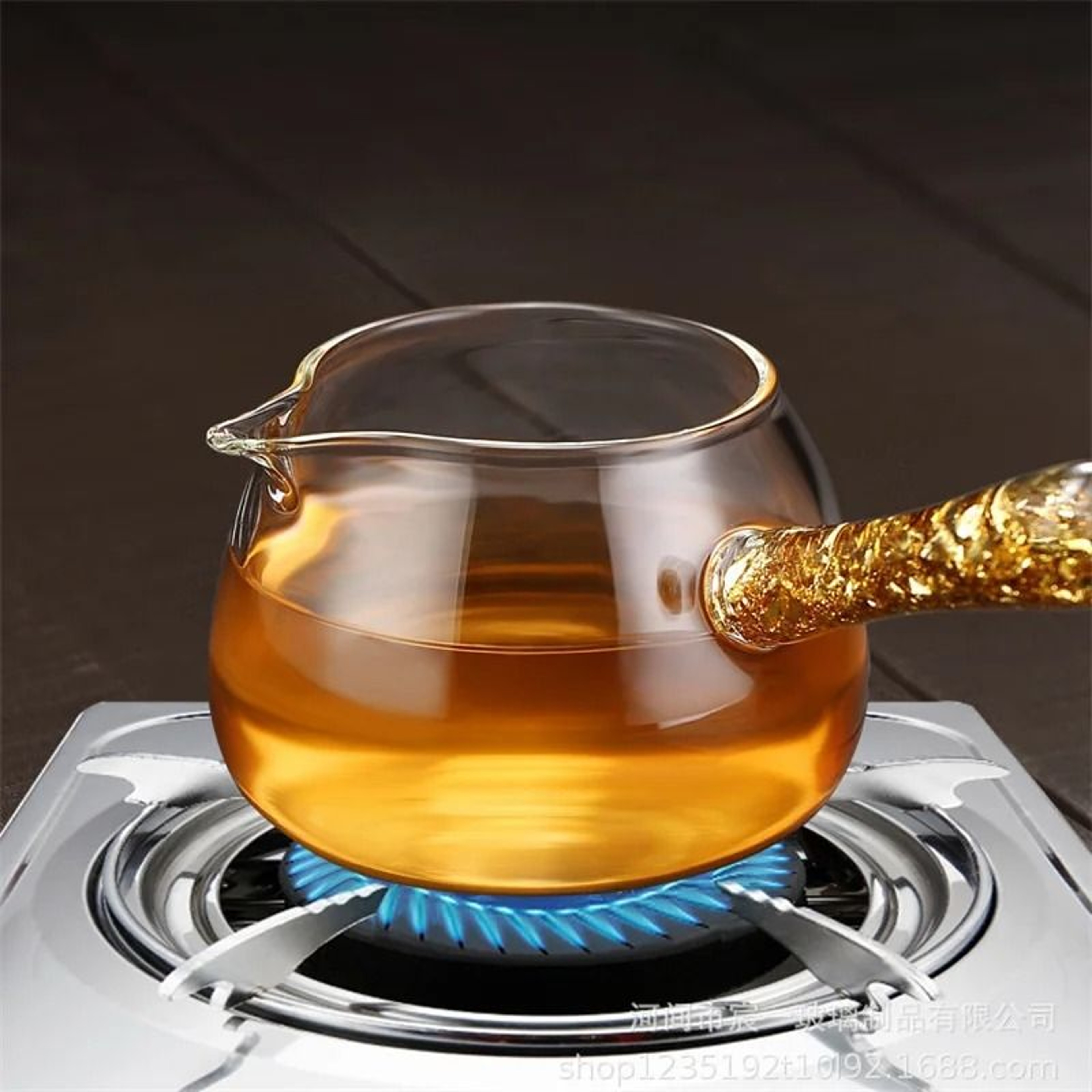 Transparent Gilded Side Handle Glass Tea Dispenser Fair Cup 2
