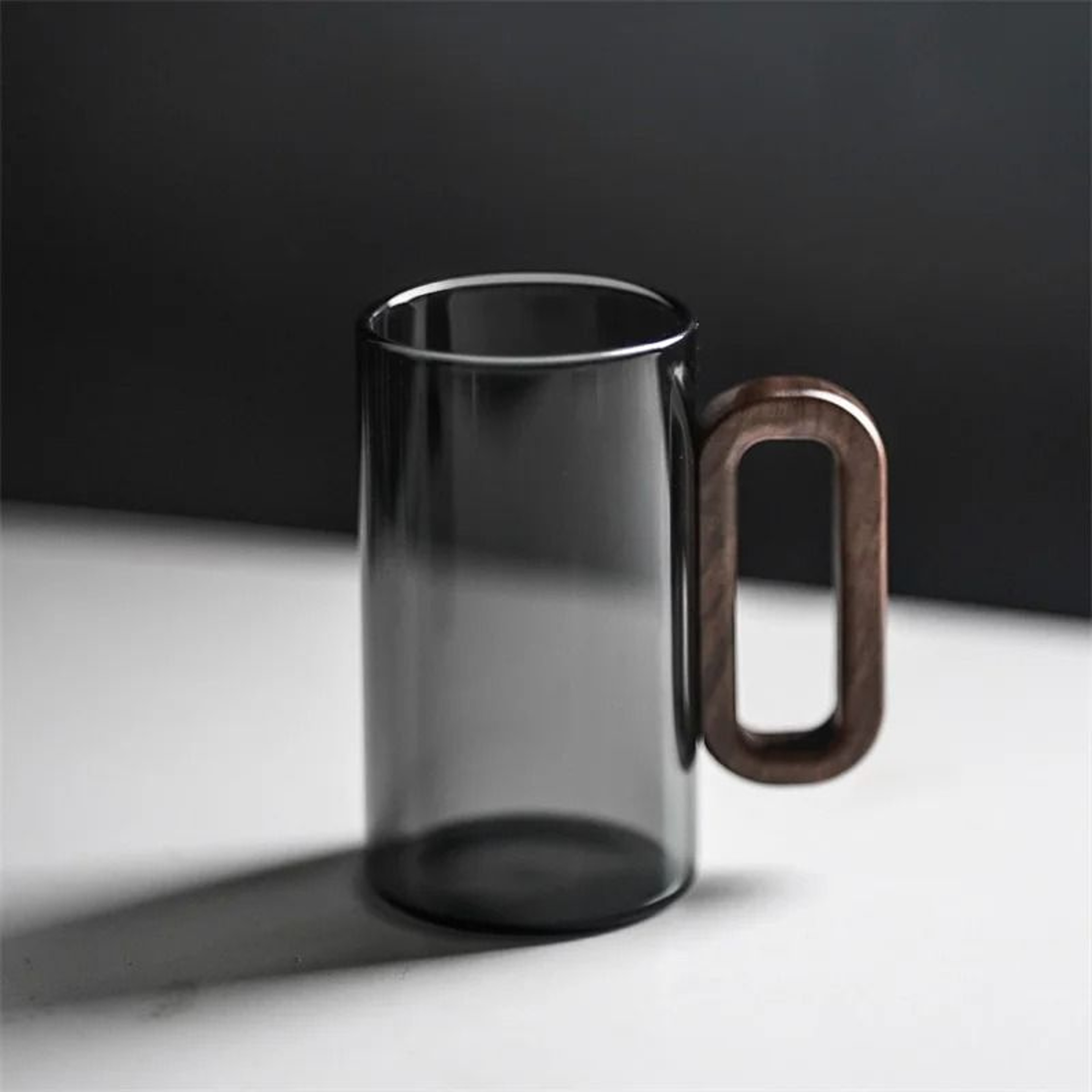 High Borosilicate Glass Coffee Cup With Walnut Wooden Handle 1