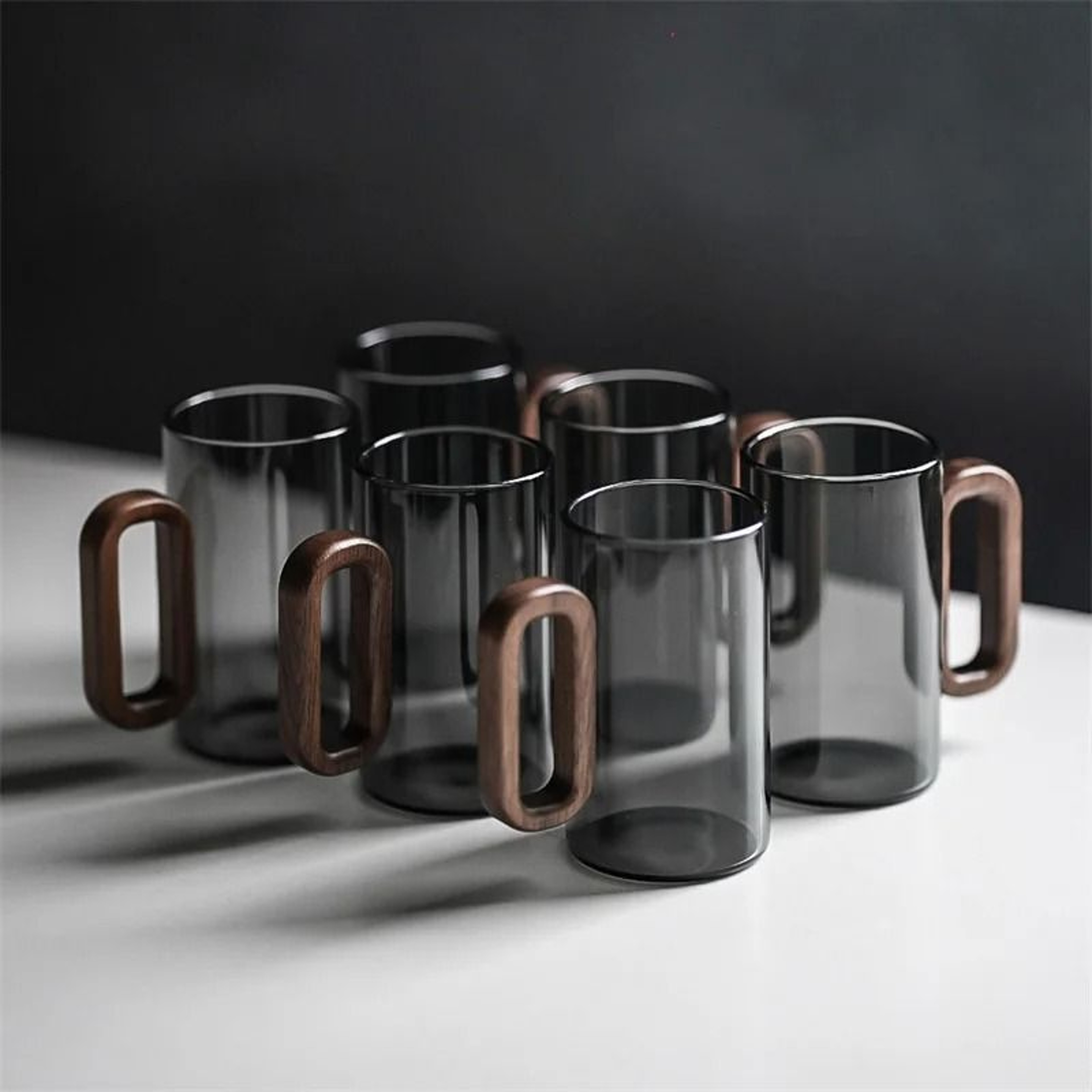 High Borosilicate Glass Coffee Cup With Walnut Wooden Handle 4