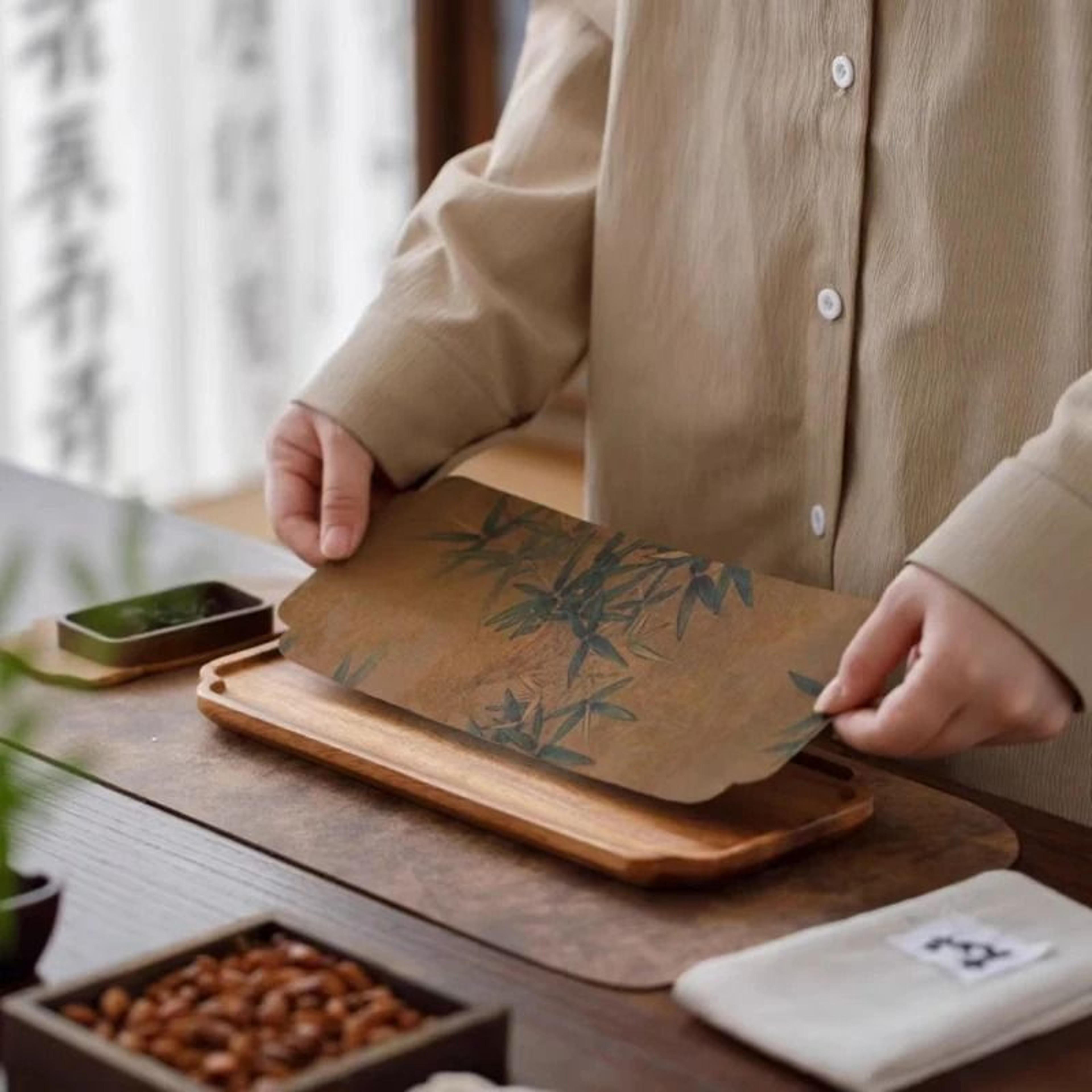 Walnut Retro Dry Brewed Tea Tray Set 3
