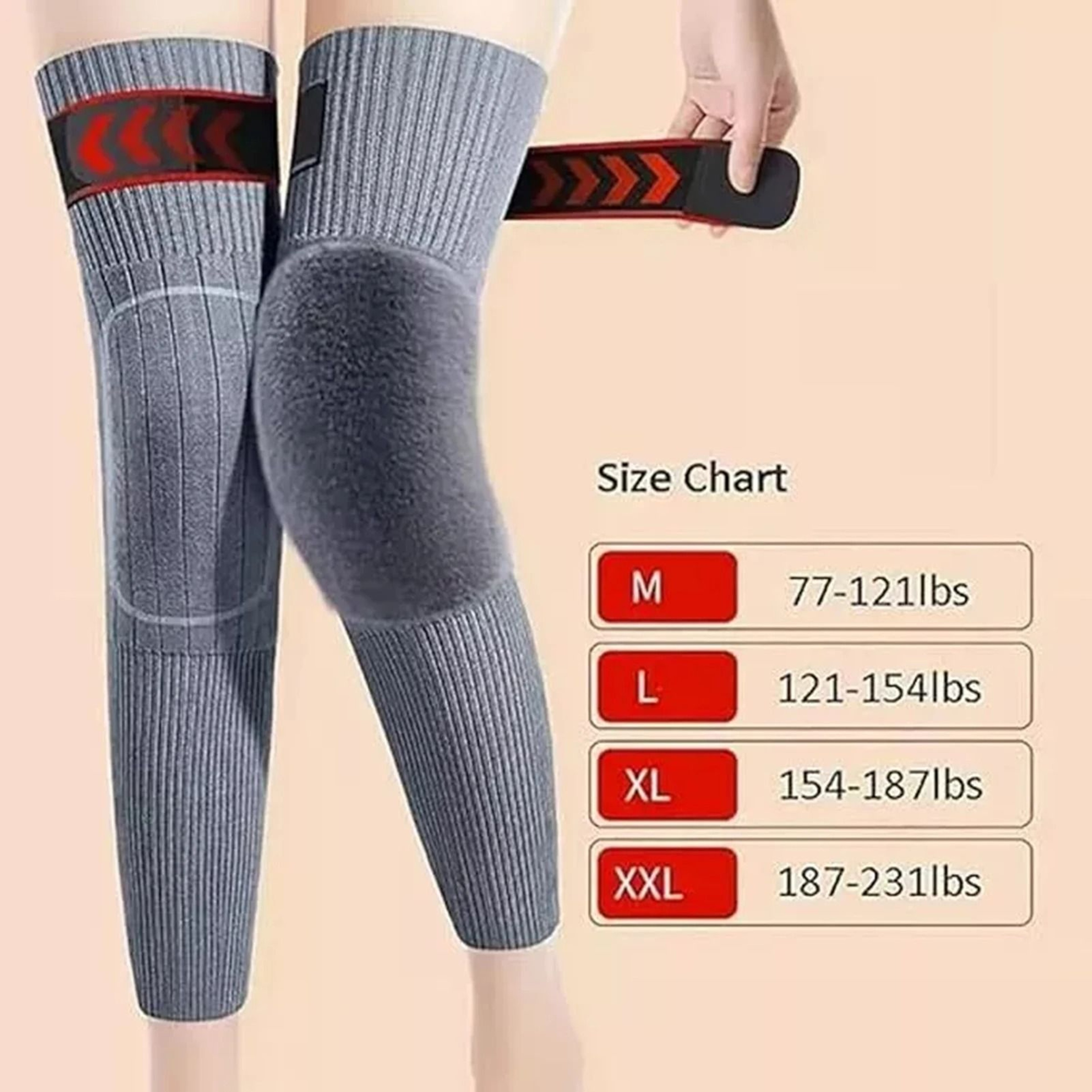 Winter Thermal Oversize Fleece Lined Knee Sleeves 4