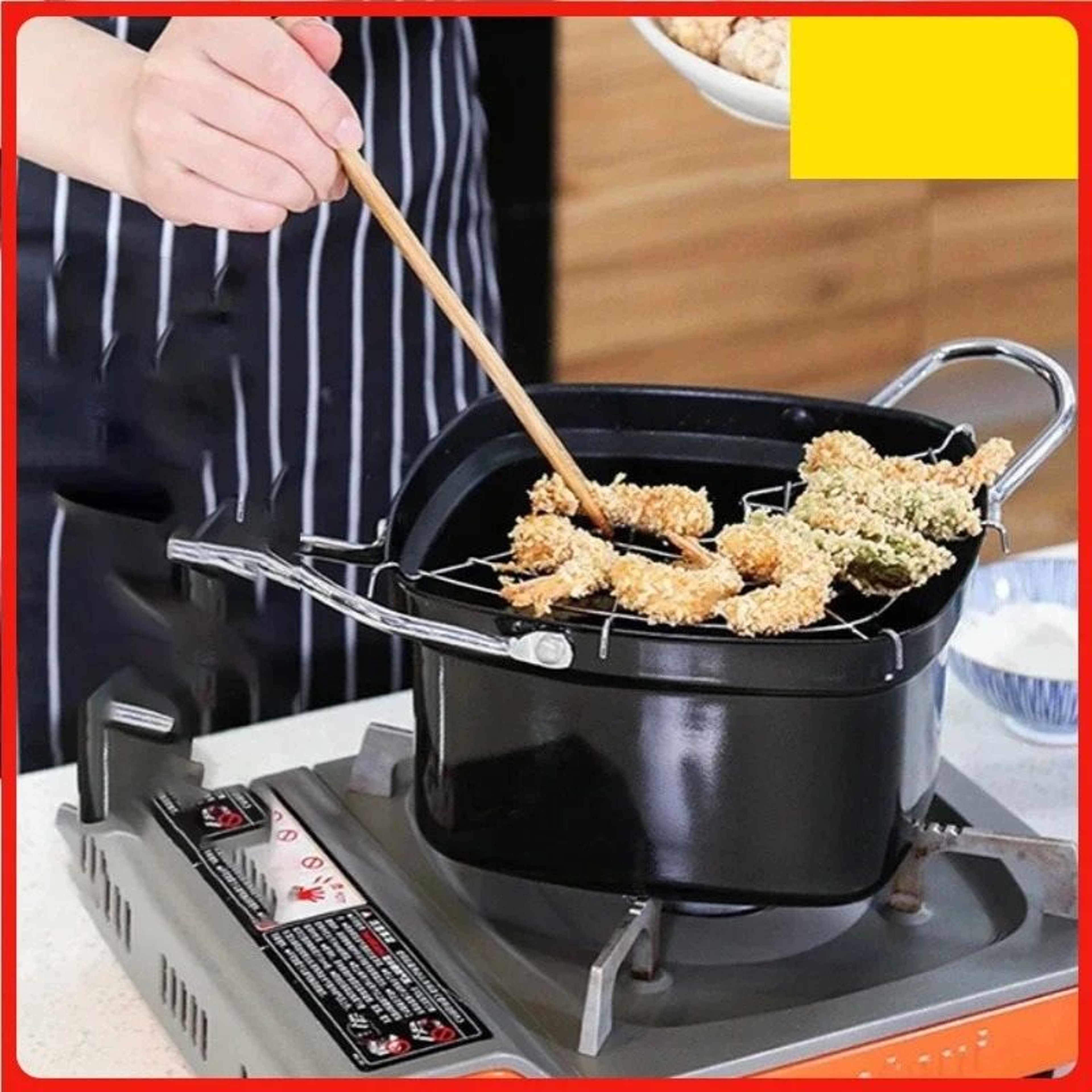 Japanese Mini Deep Fryer With Oil Drain Rack 0