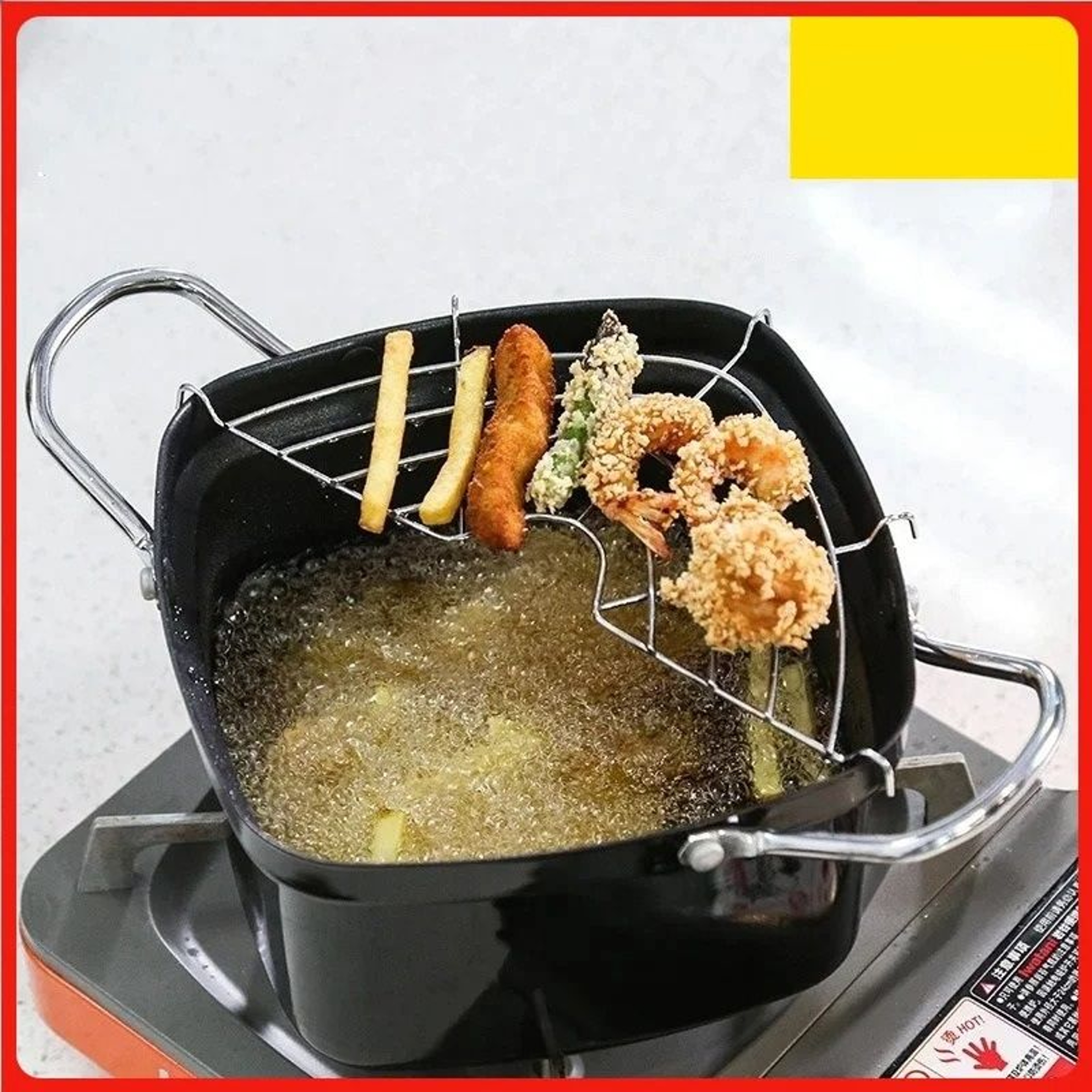 Japanese Mini Deep Fryer With Oil Drain Rack 4