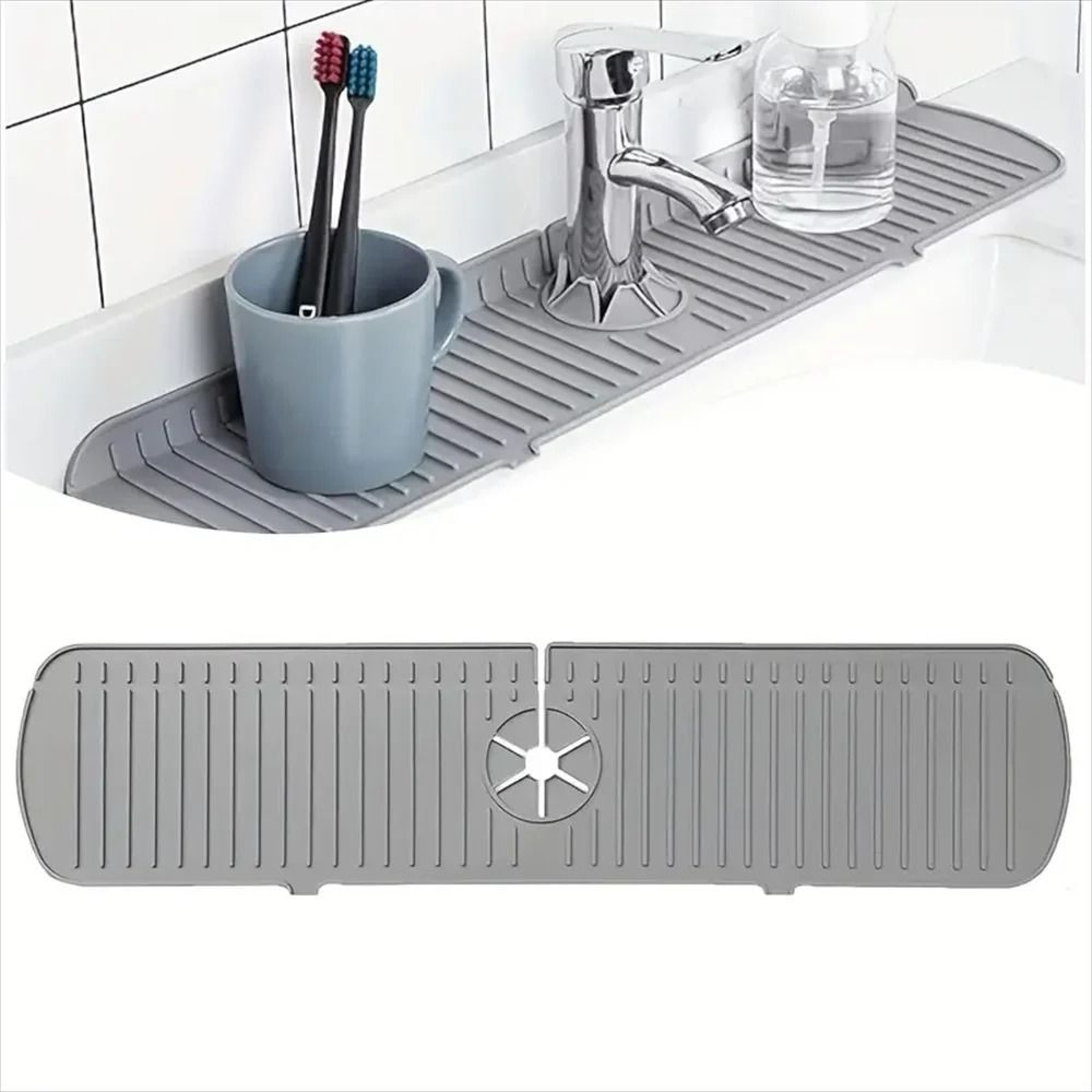Universal Silicone Faucet Splash Guard And SelfDraining Sink Drying Mat 4