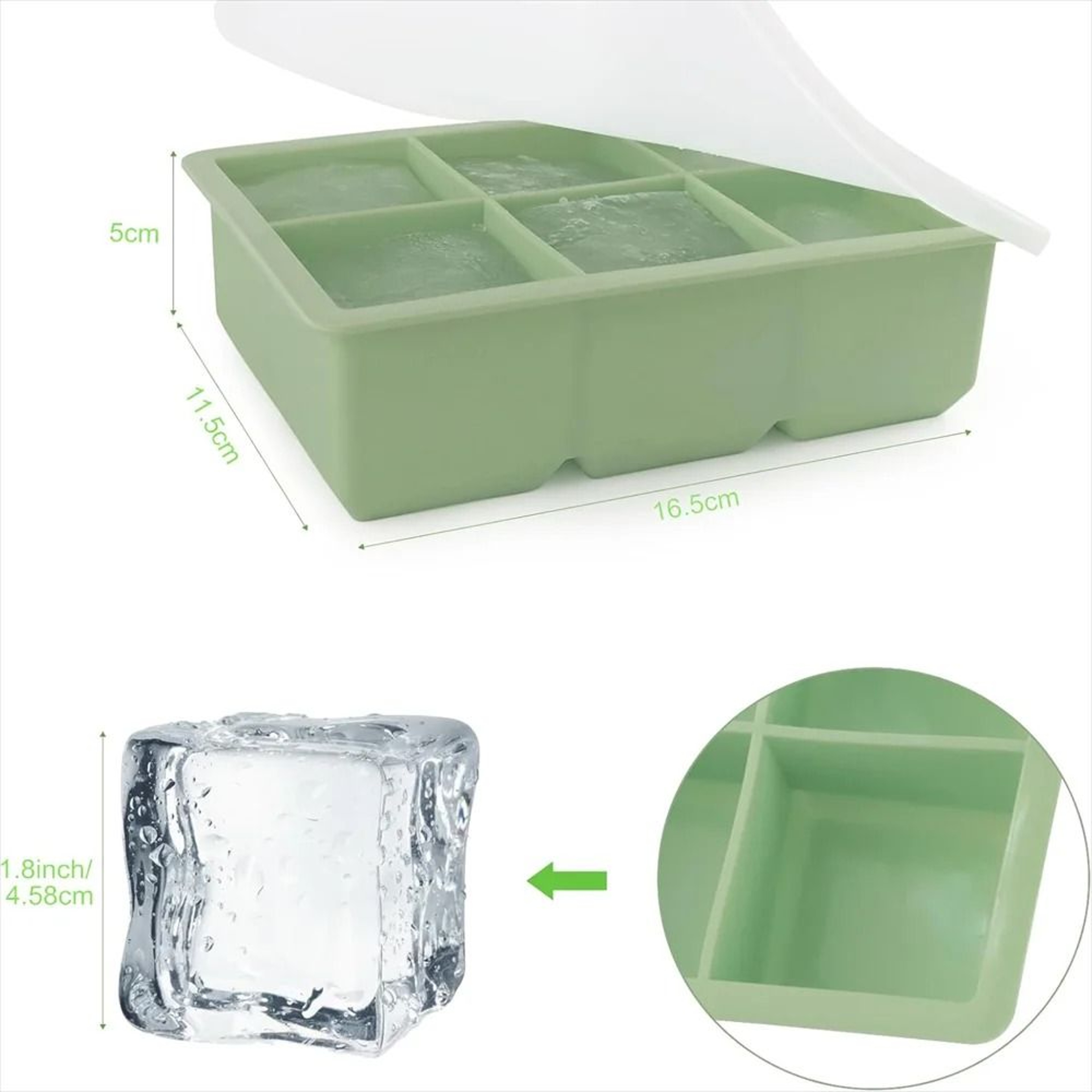 Premium Stackable Large Square Ice Cube Tray With SpillProof Lid 2