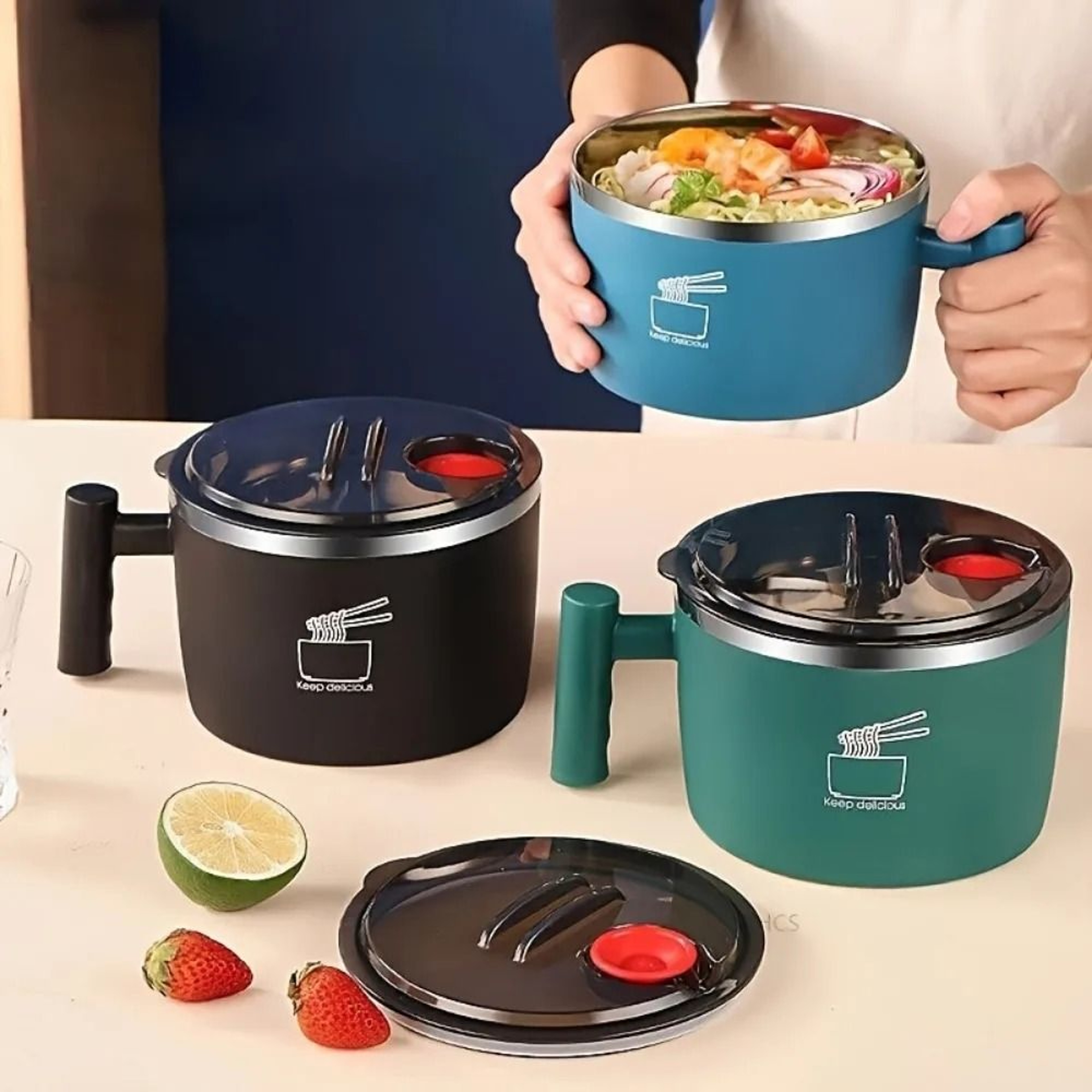 Insulated Stainless Steel Instant Noodle Bowl And Portable Sealed Lunch Box 1