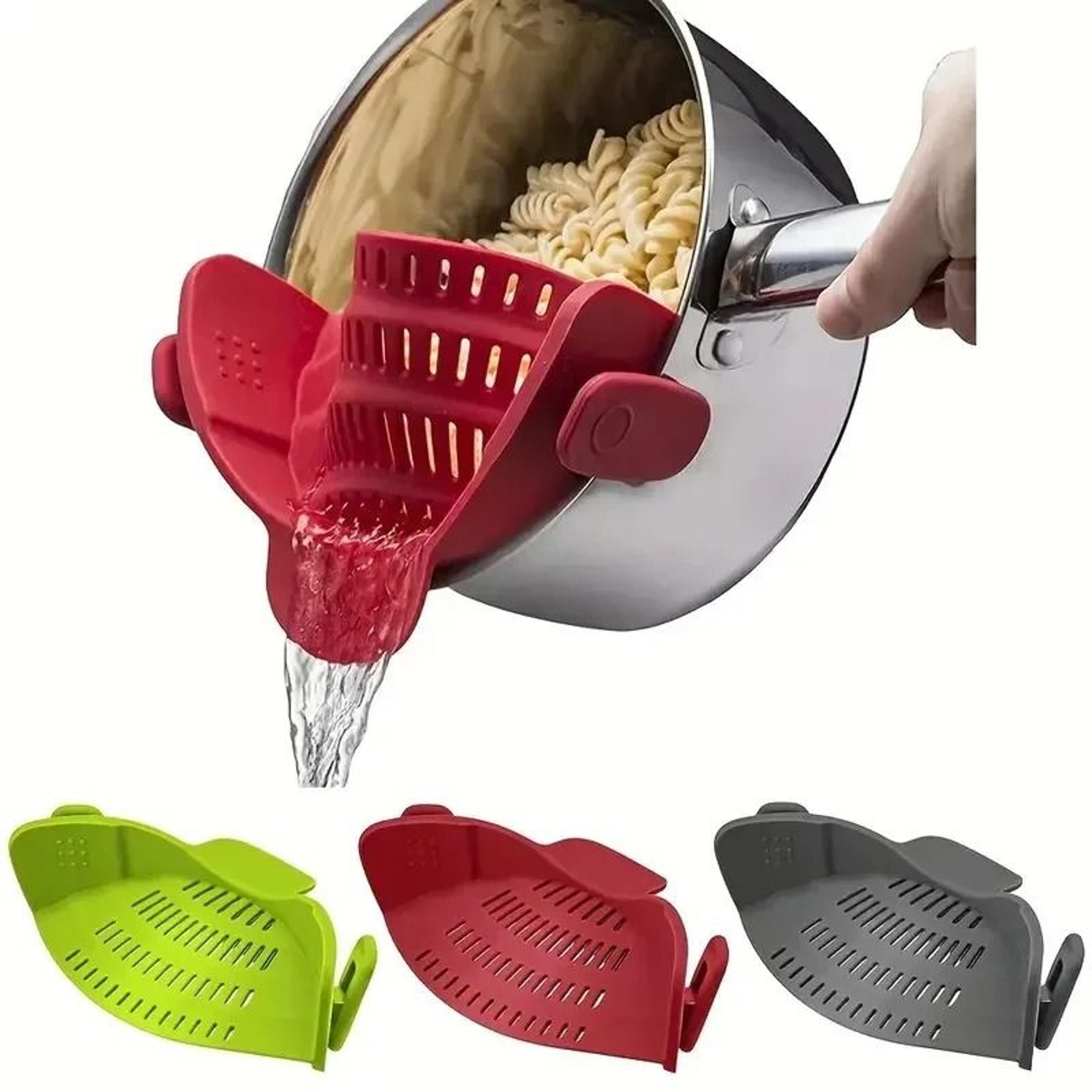 Universal Silicone ClipOn Pot Strainer And HandsFree Pasta Colander 1