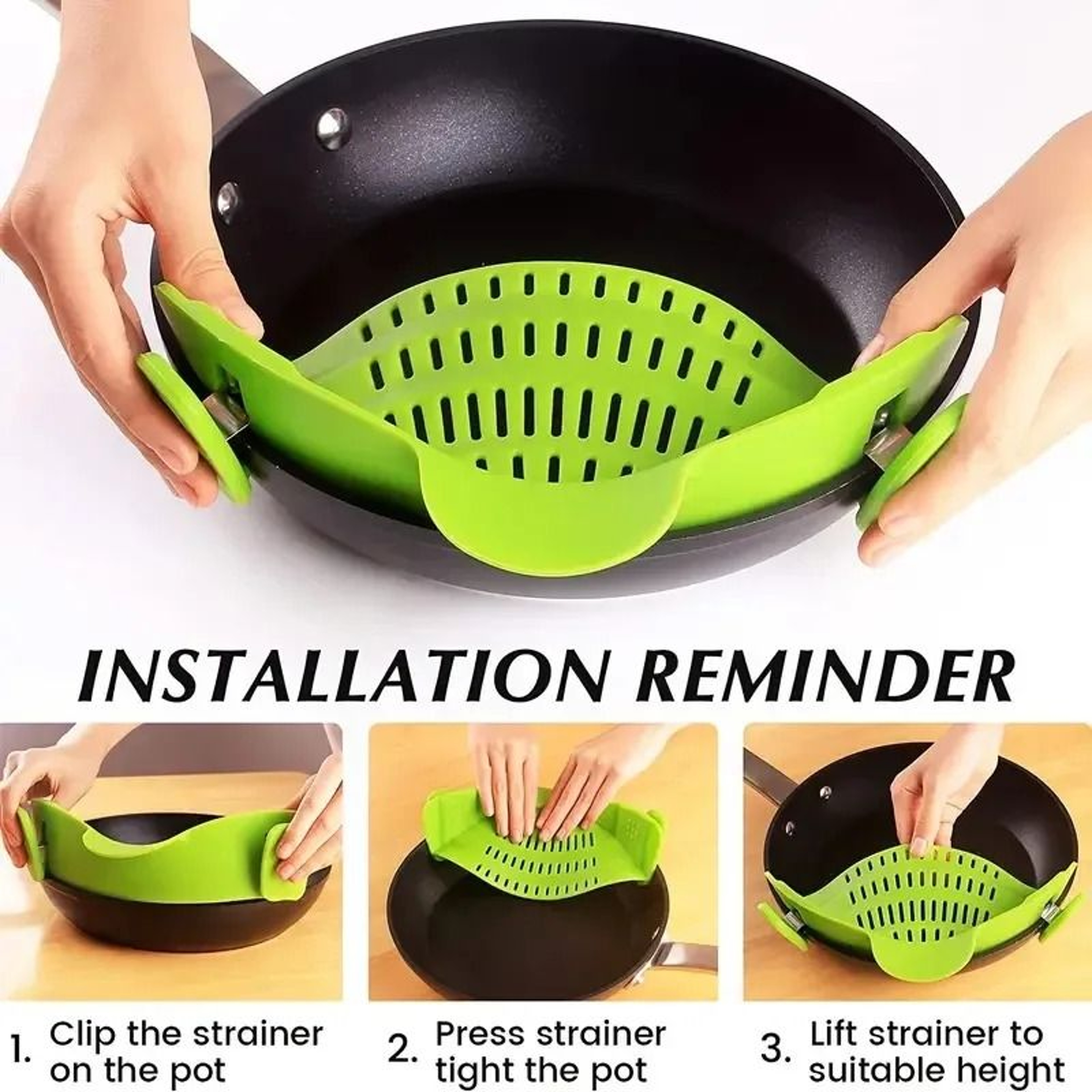 Universal Silicone ClipOn Pot Strainer And HandsFree Pasta Colander 4