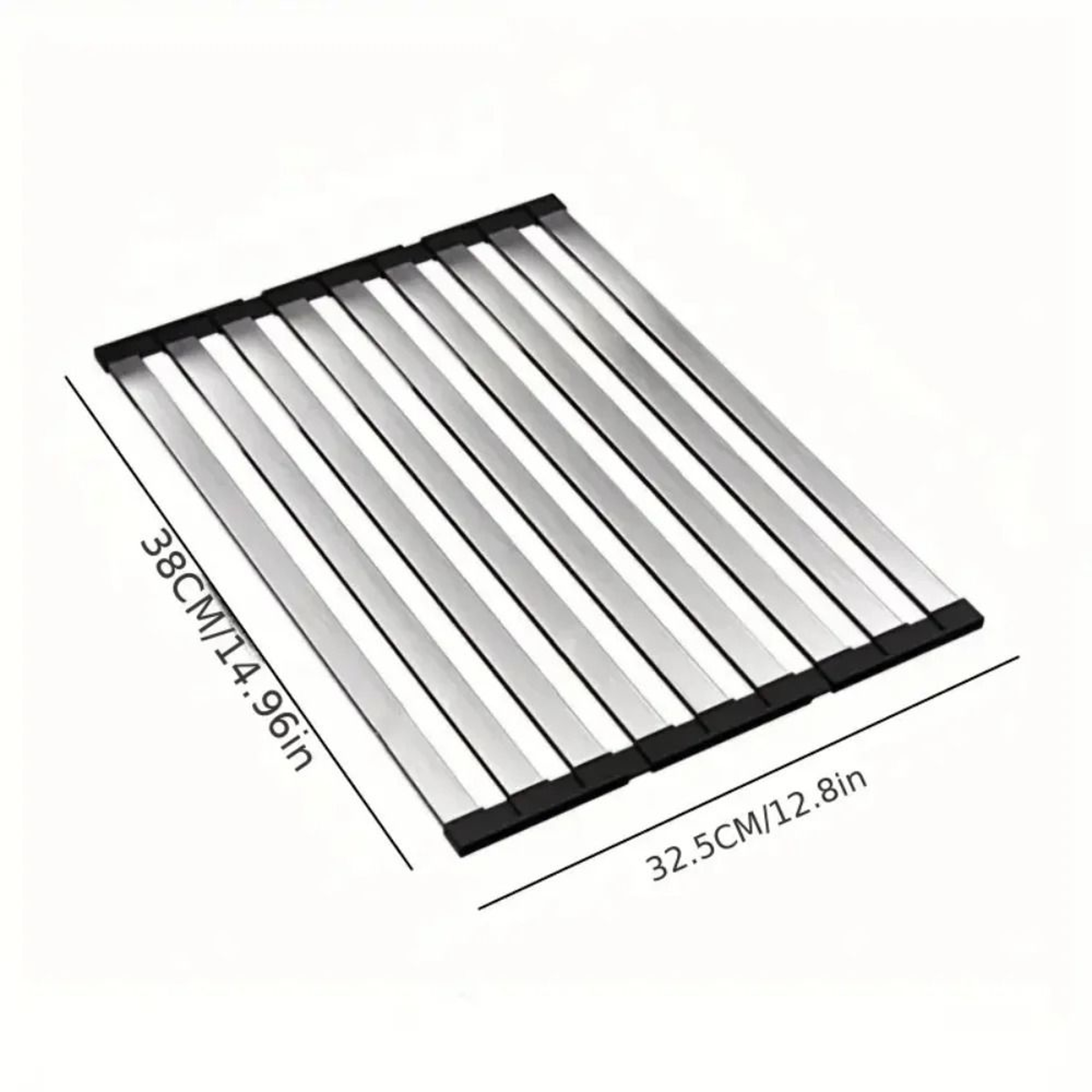 Universal Foldable 304 Stainless Steel RollUp Dish Drying Rack And Sink Organizer 7