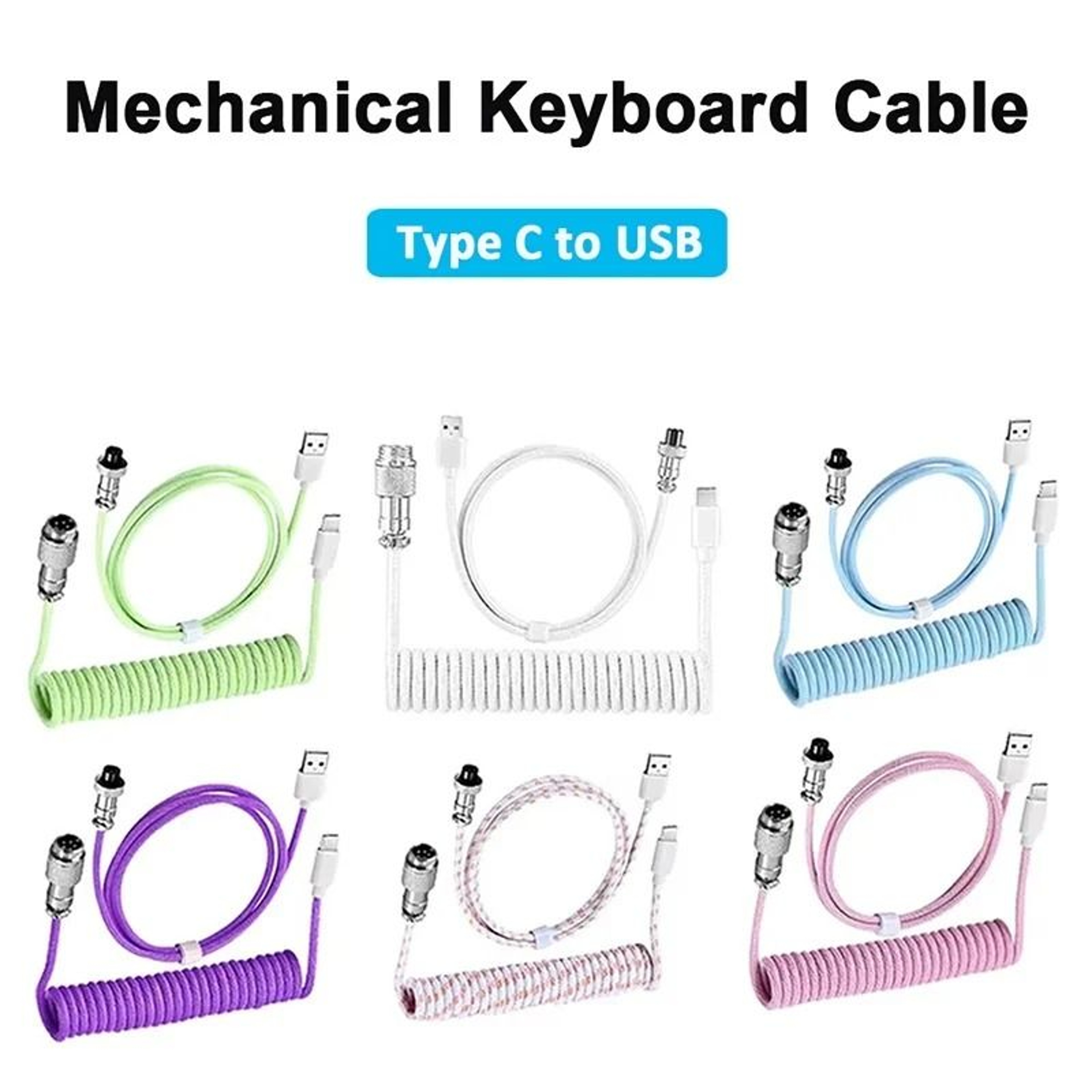 Professional Custom Coiled Mechanical Keyboard Cable With Aviator Aviation Connector 1