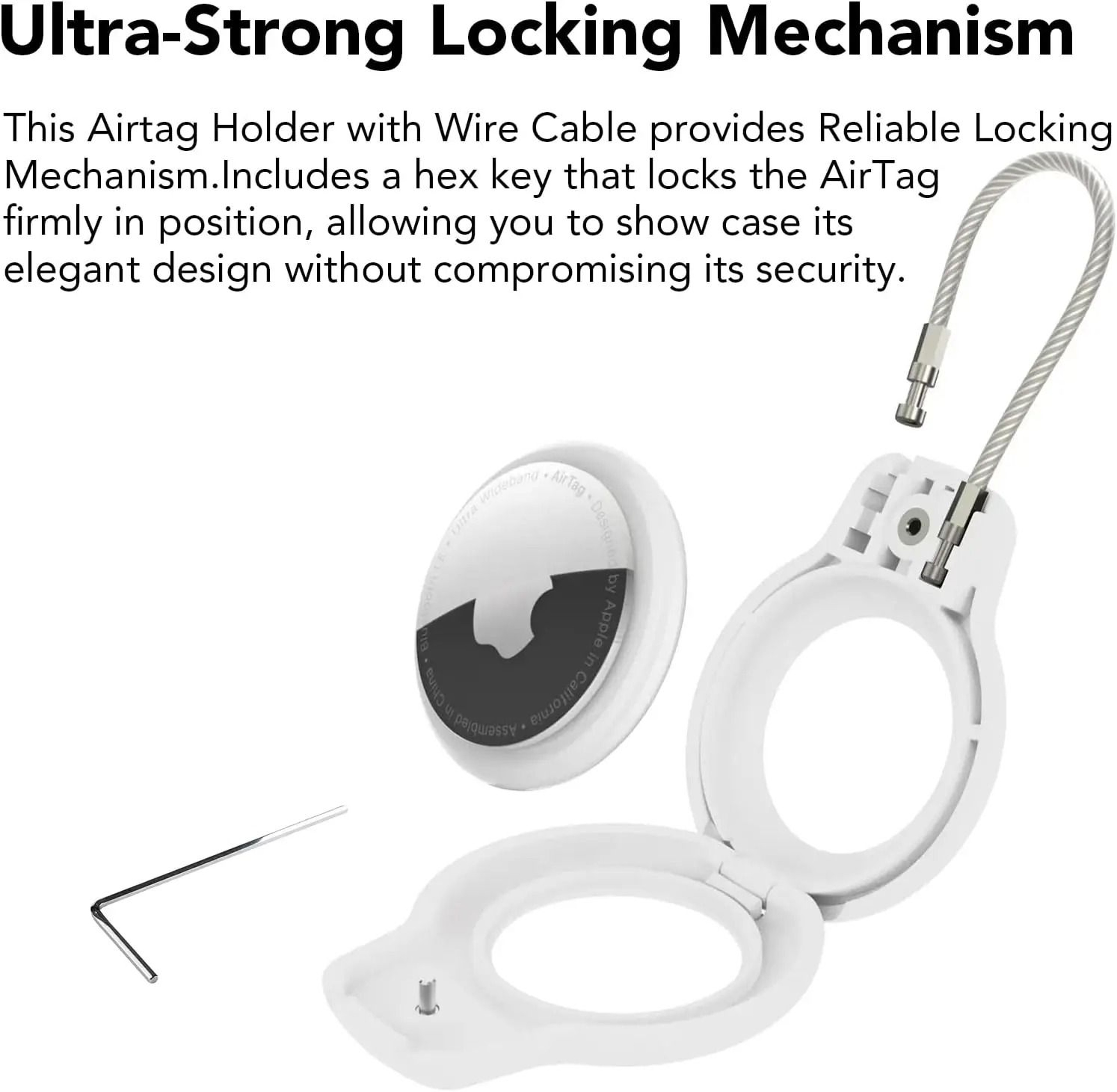 Professional HeavyDuty Security Case For Apple AirTag With Stainless Steel Cable Lock 1