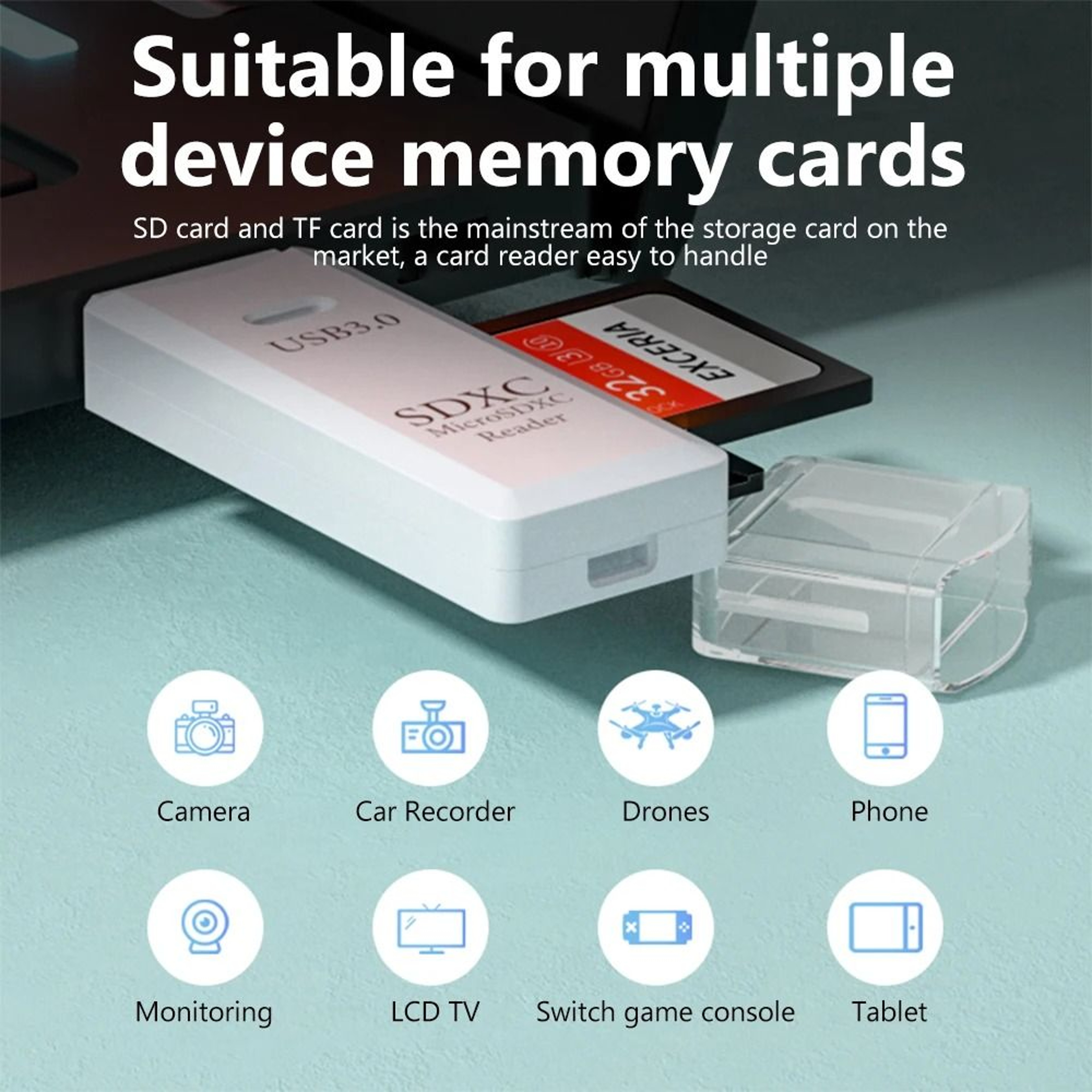 Professional High Speed USB 30 2In1 Memory Card Reader And Dual Slot Flash Drive Adapter 5