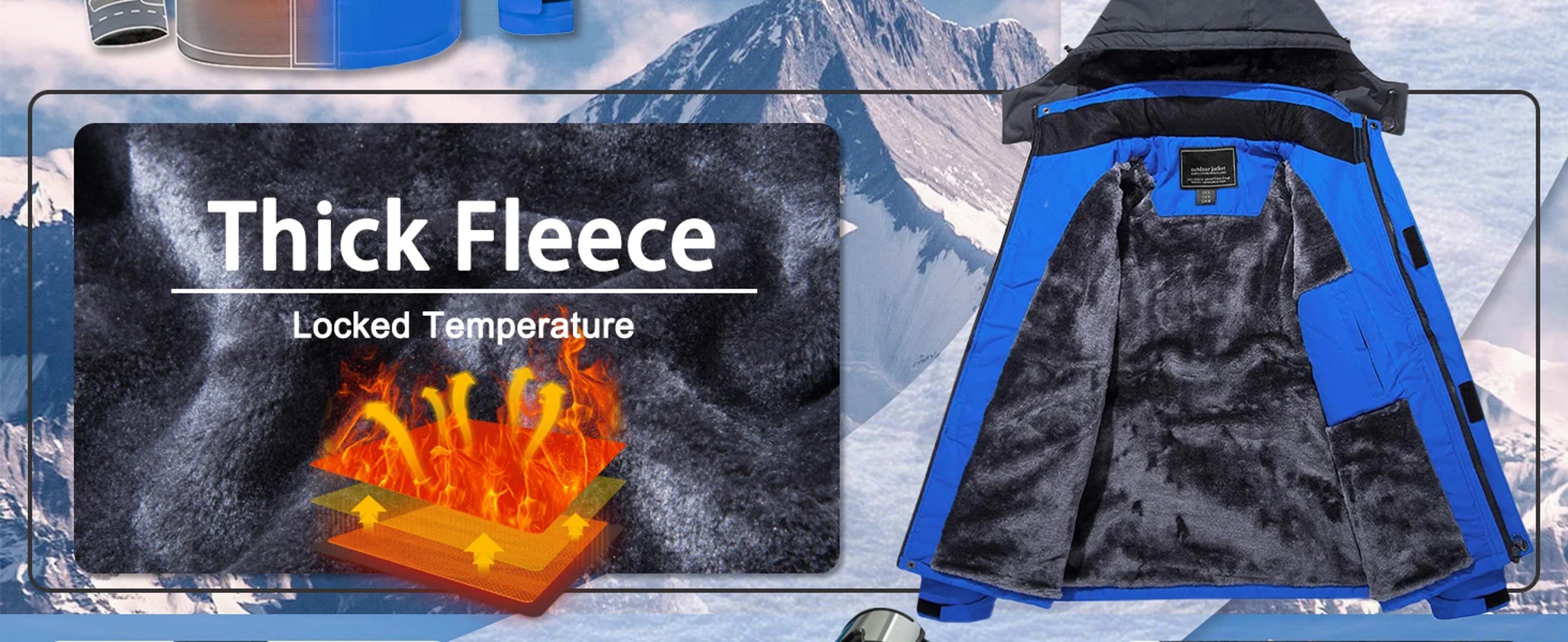 Mens Winter Ski Jacket Waterproof Warm Fleece Snow Coat Windproof Outdoor Parka – view 34