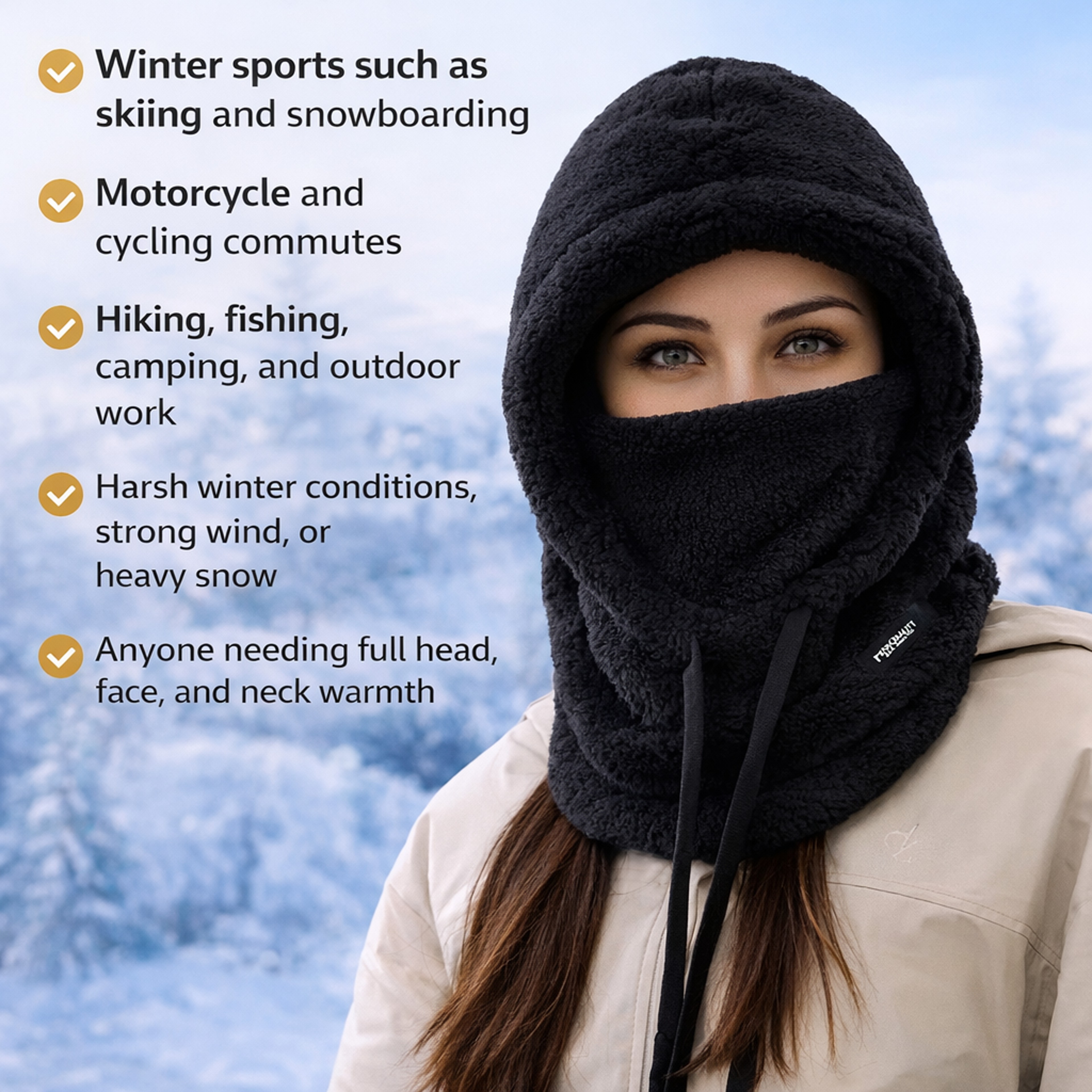 Winter Warm Balaclava Thermal Ski Hood with Full Face Cover – view 11