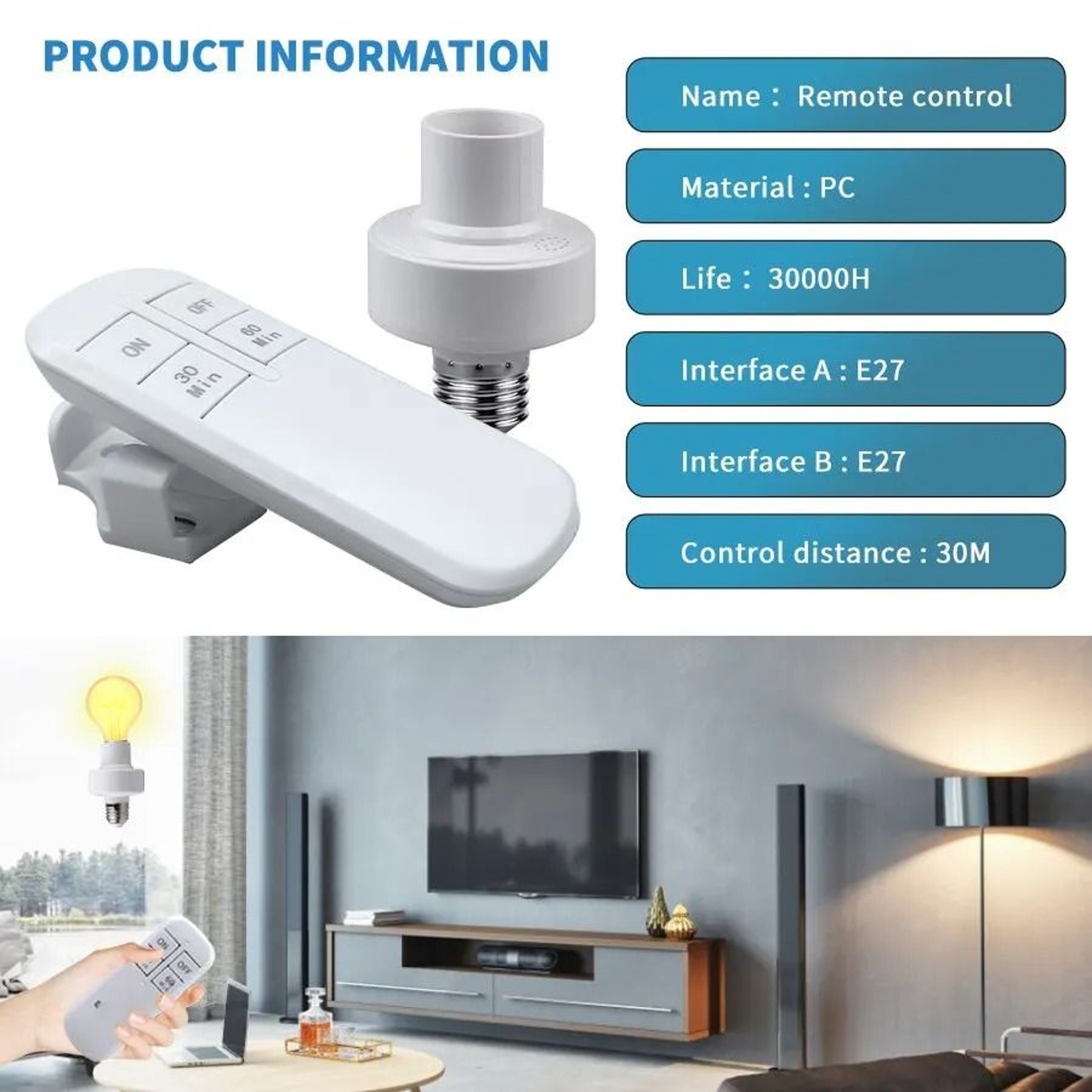 Professional High Performance E27 Smart Timer Lamp Holder And Wireless Remote Control Lighting Syst 6