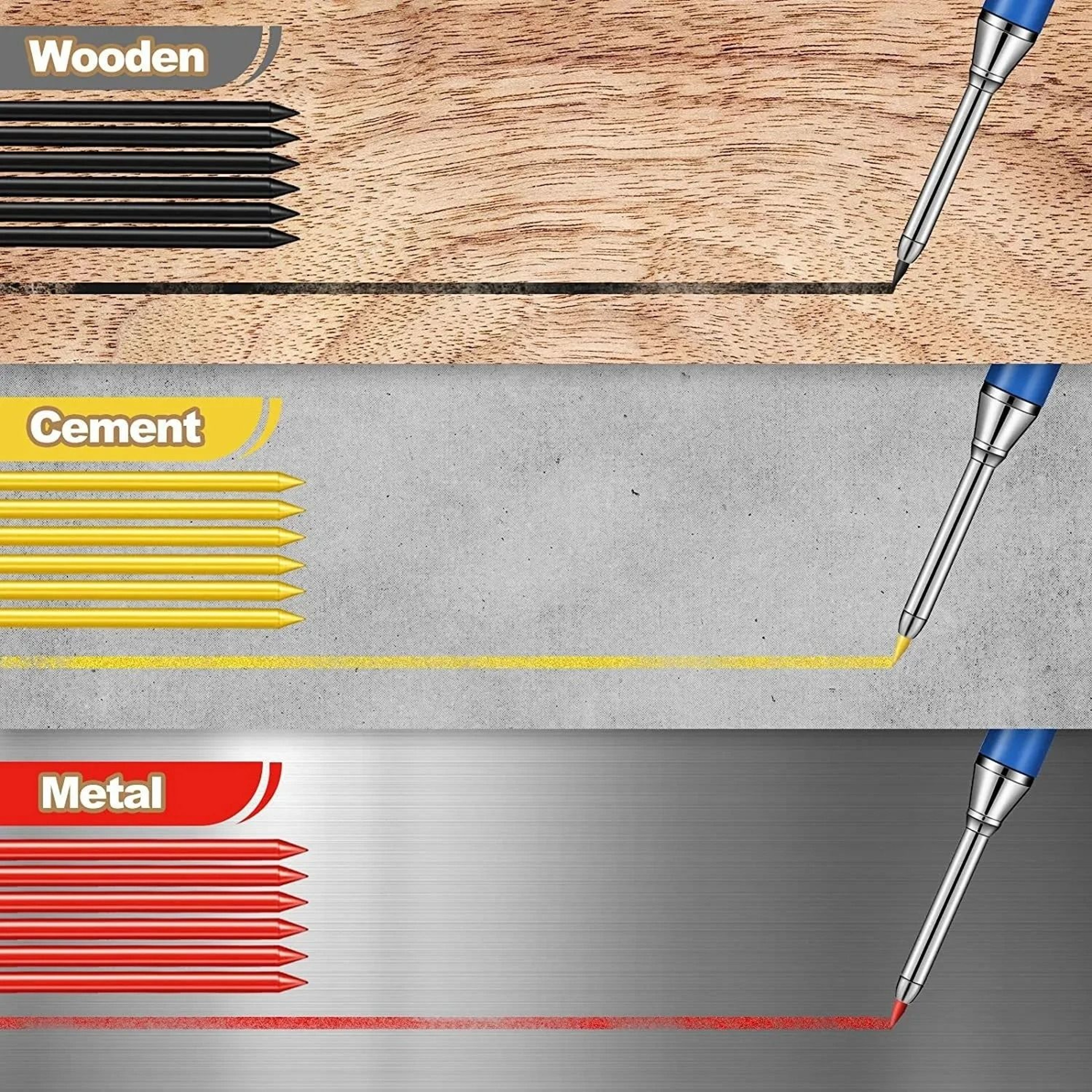 High Precision 28mm Solid Carpenter Mechanical Pencil And Industrial DeepHole Construction Marker 4