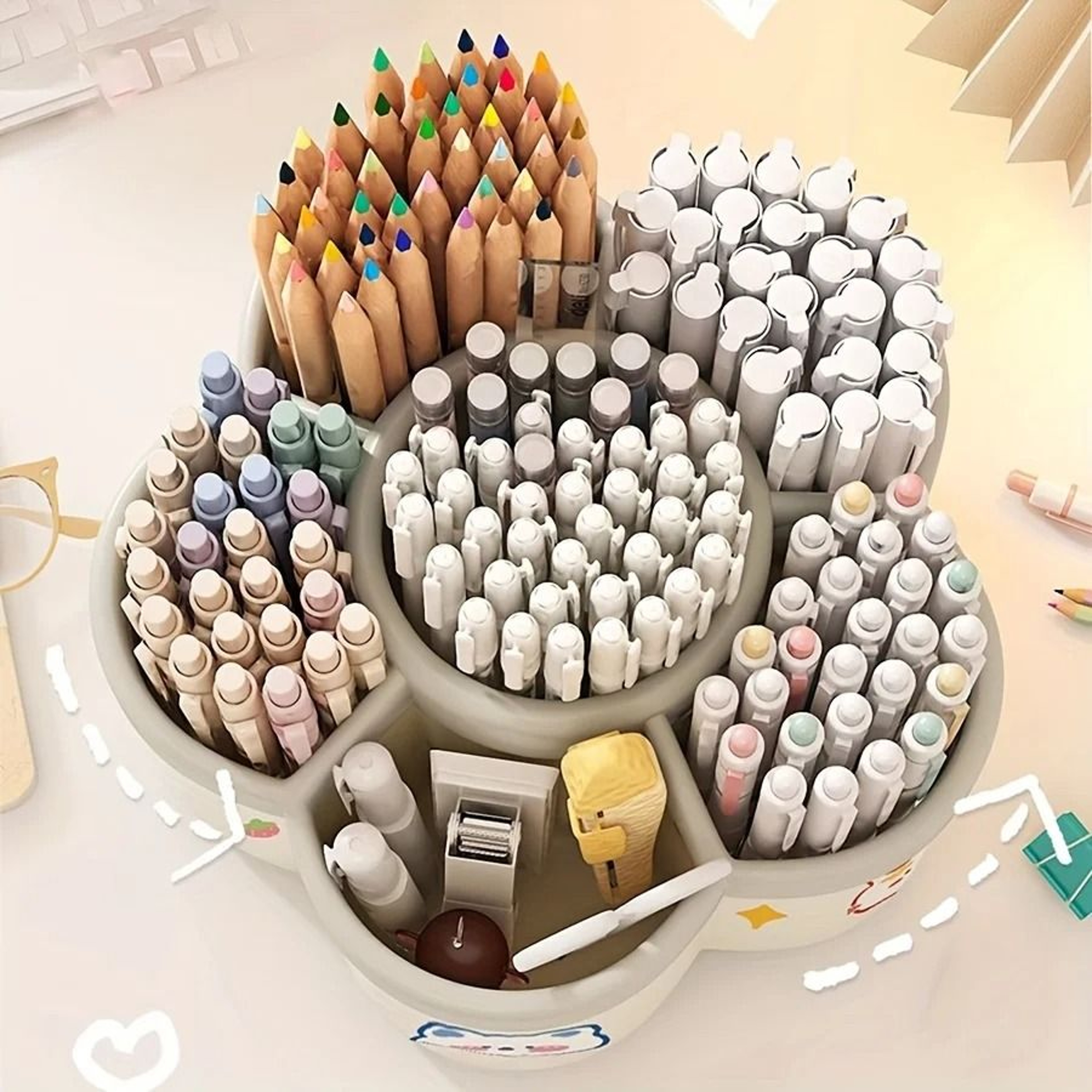 High Capacity 360 Degree Rotating Pen Holder And Multifunctional Desktop Hardware Organizer 4