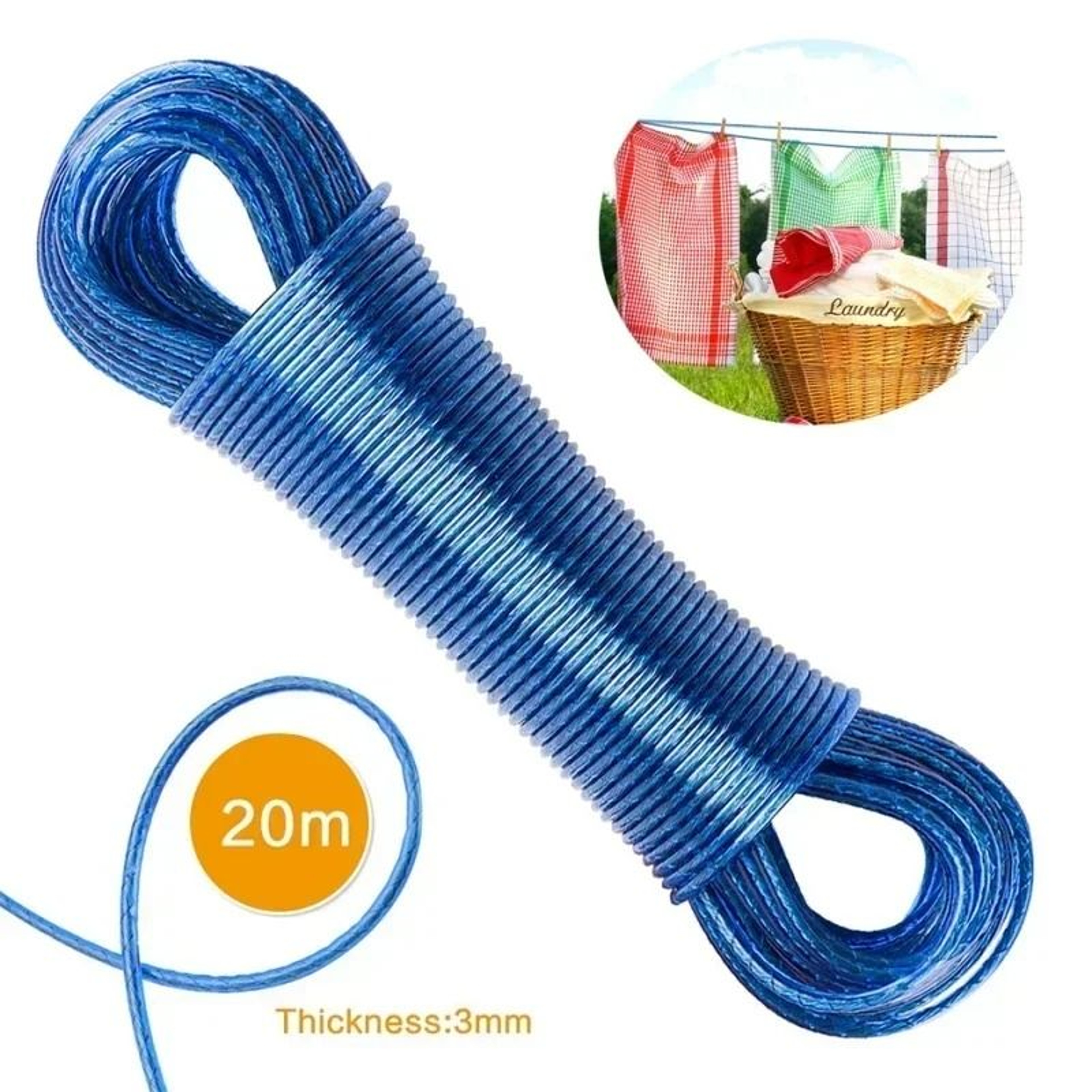 High Tensile Steel Core Clothing Drying Rope And 20 Meter Weatherproof PVC Garden Washing Line 0