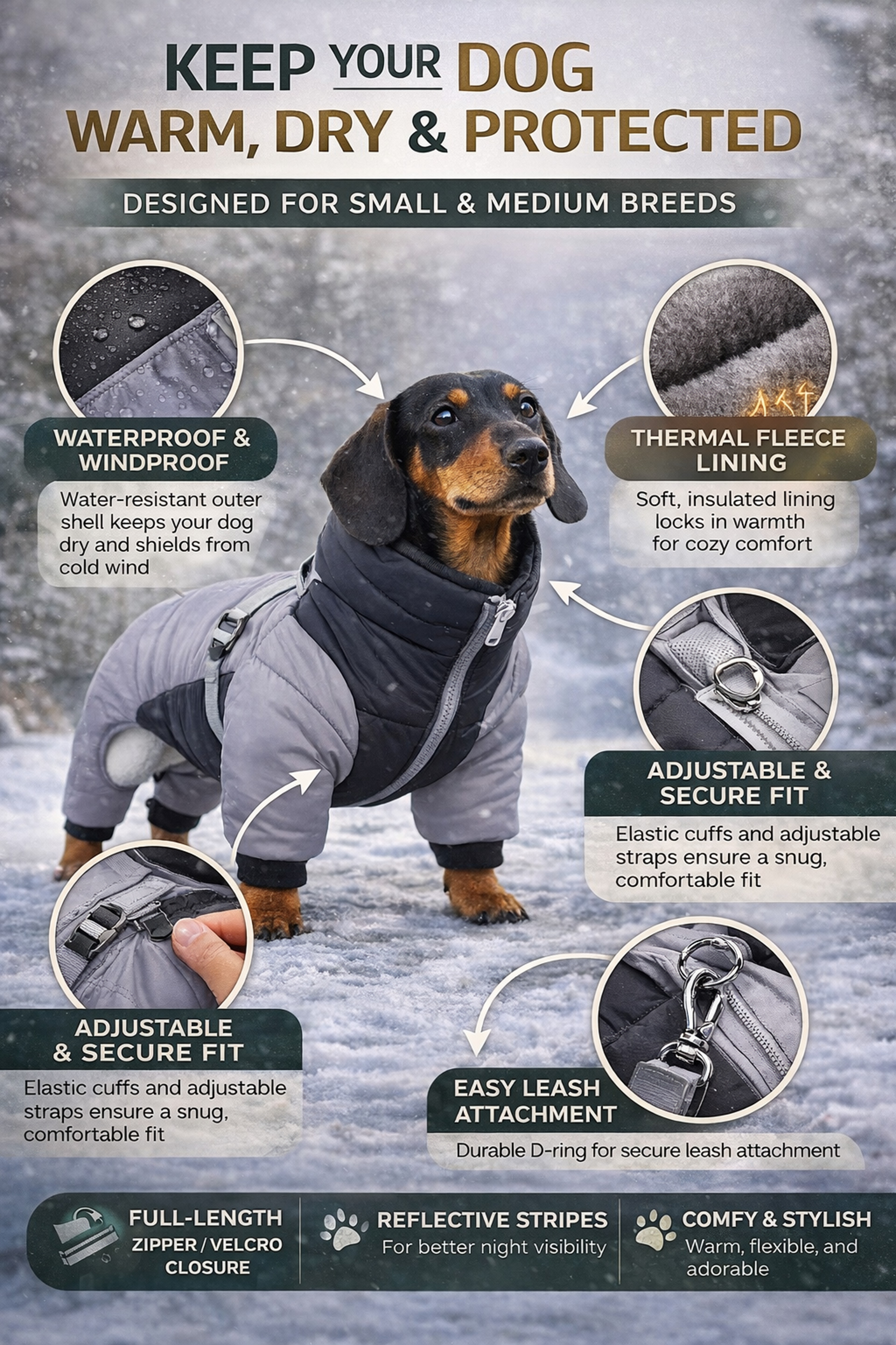 Winter Warm Waterproof Dog Jacket for Small and Medium Breeds – view 11