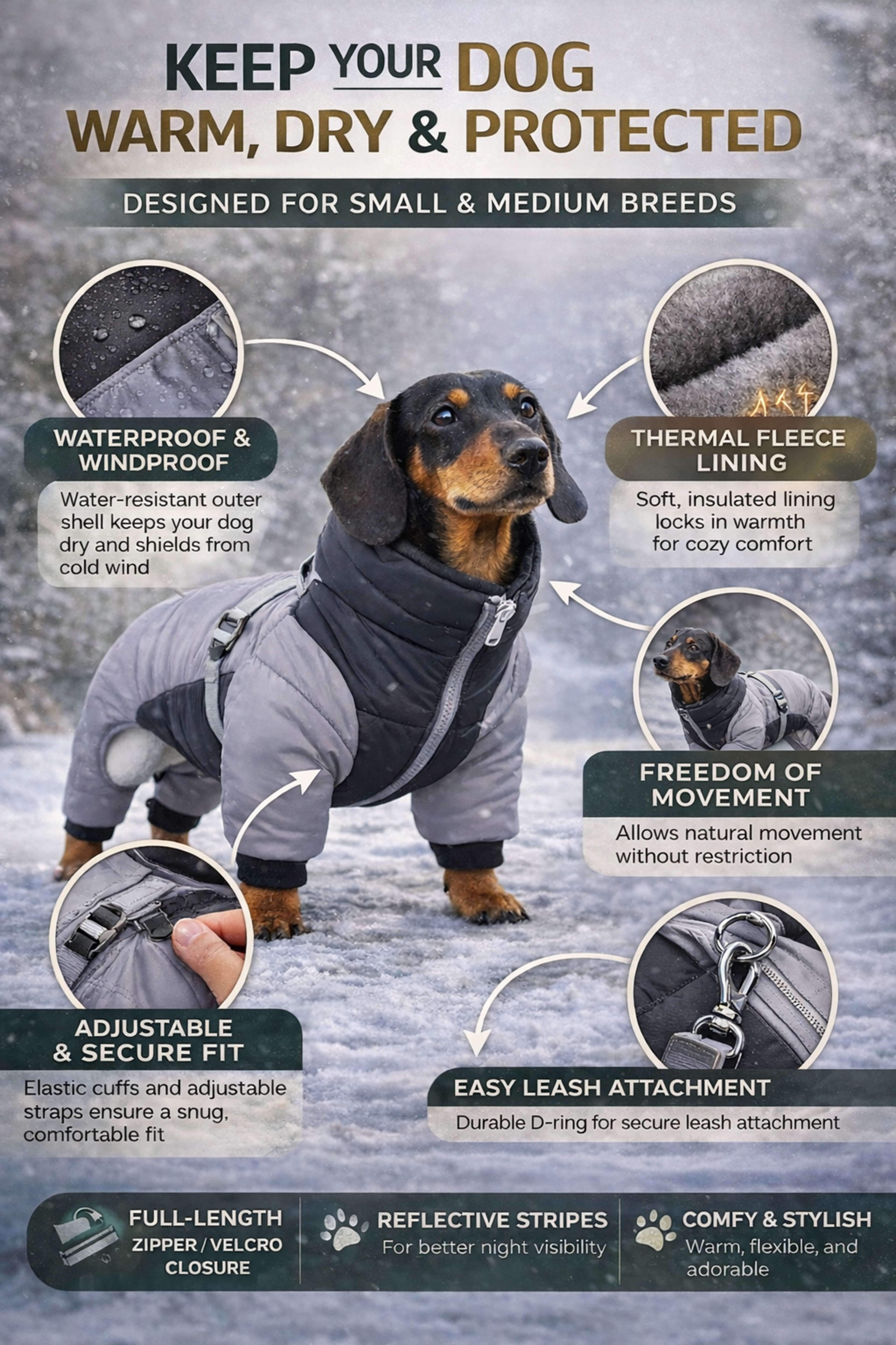 Winter Warm Waterproof Dog Jacket for Small and Medium Breeds – view 12