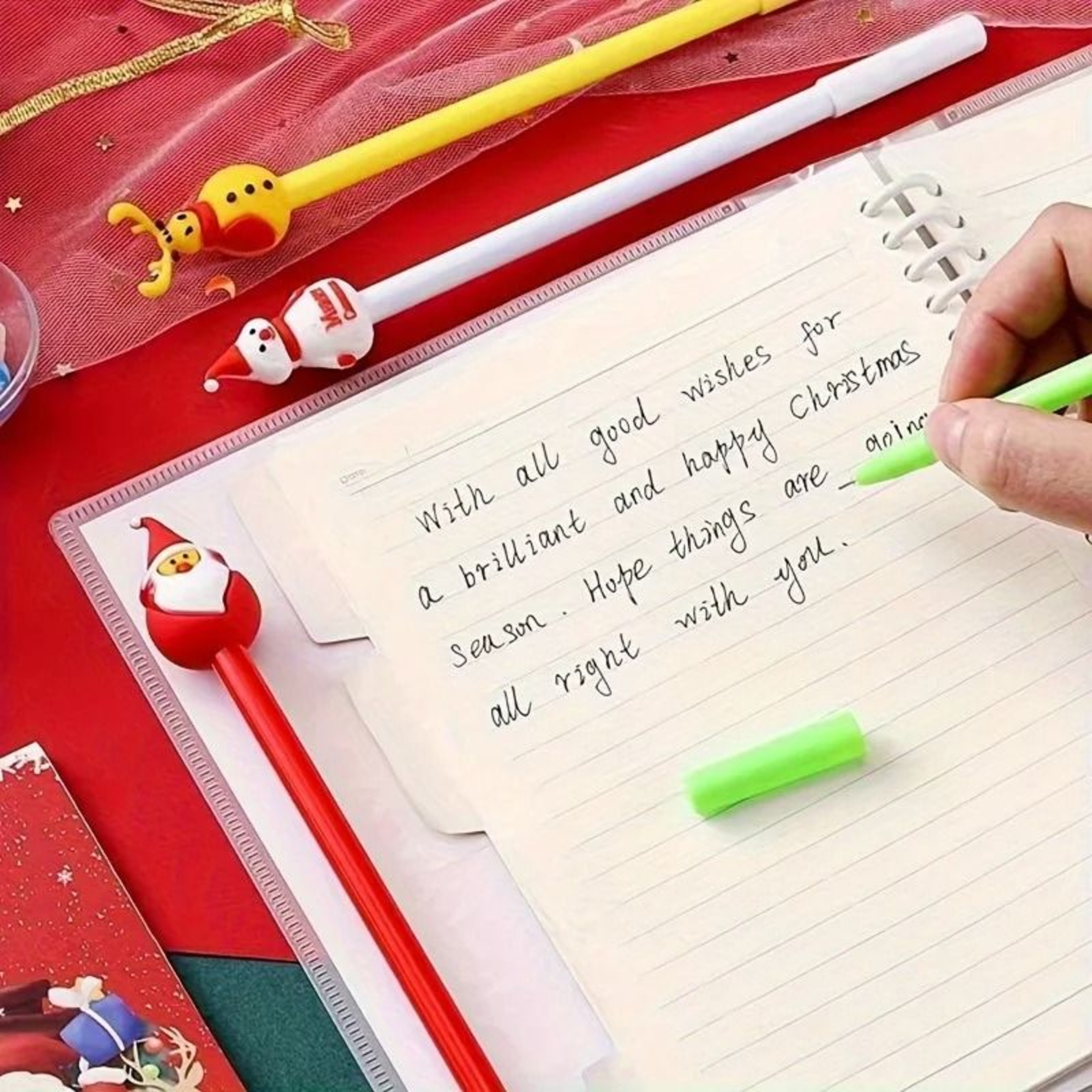 Festive Holiday Christmas Ballpoint Pen Set 3