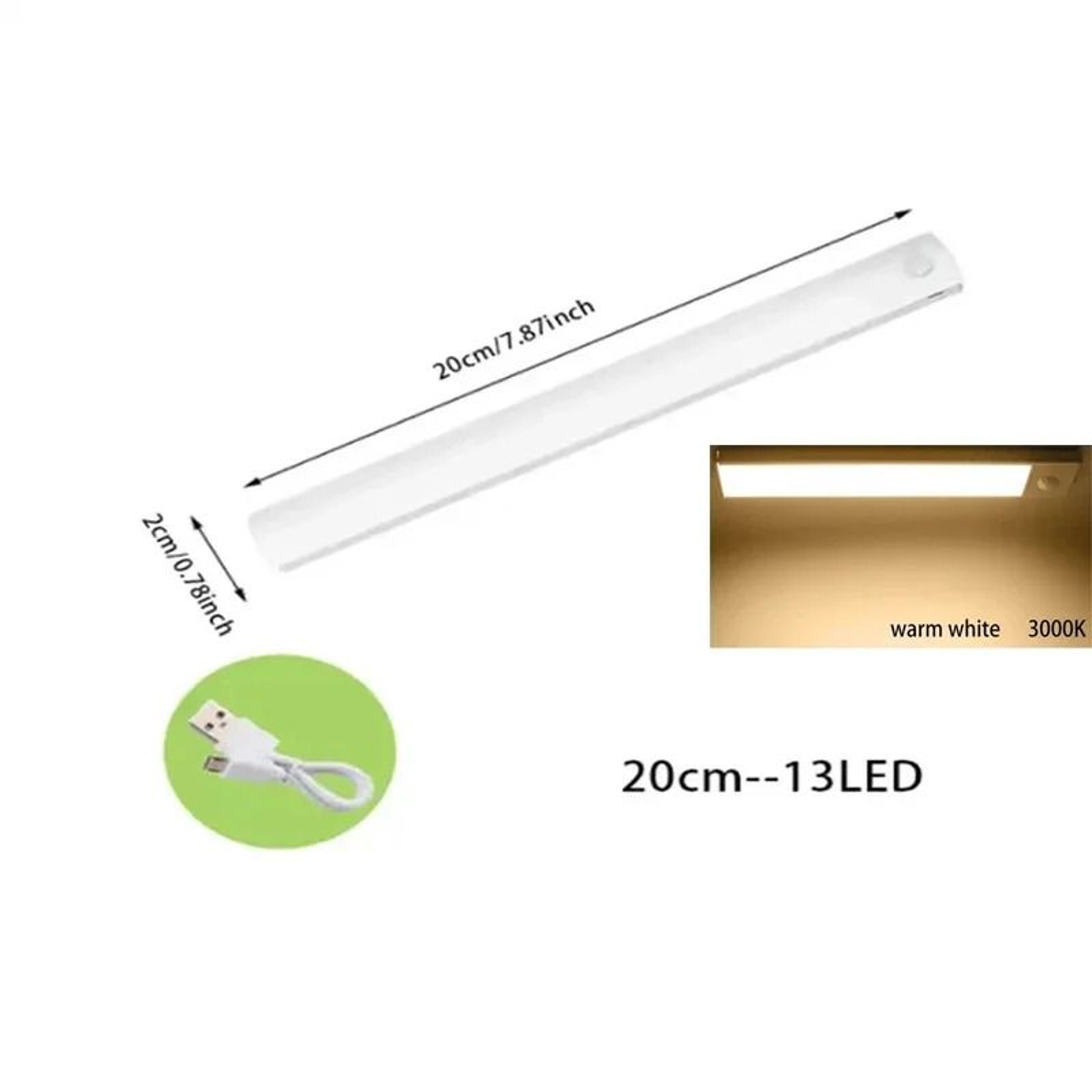 PIR Motion Sensor LED Under Cabinet Lamp And Rechargeable Night Light 7