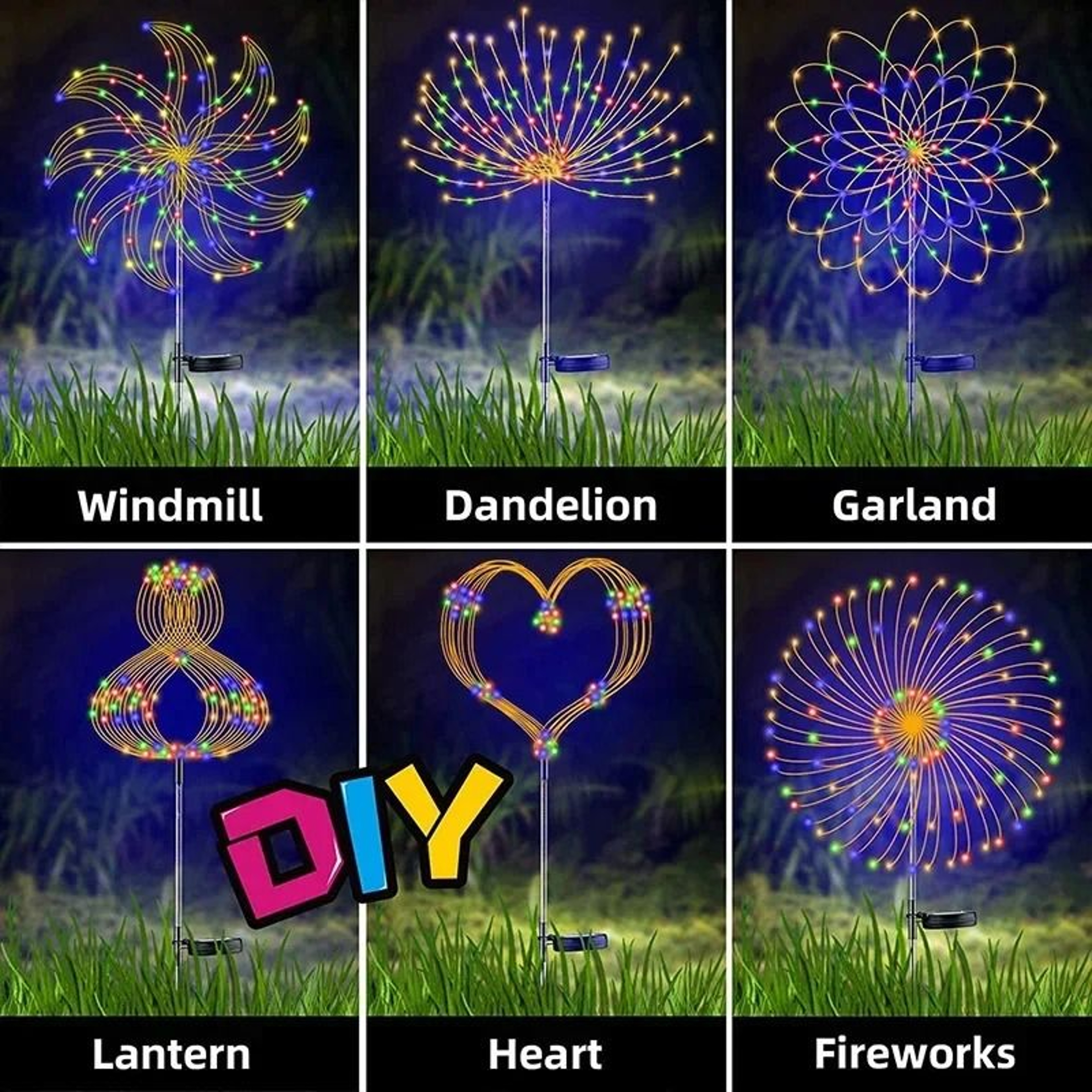 Solar LED Firework Fairy Light Outdoor Garden Decoration 2