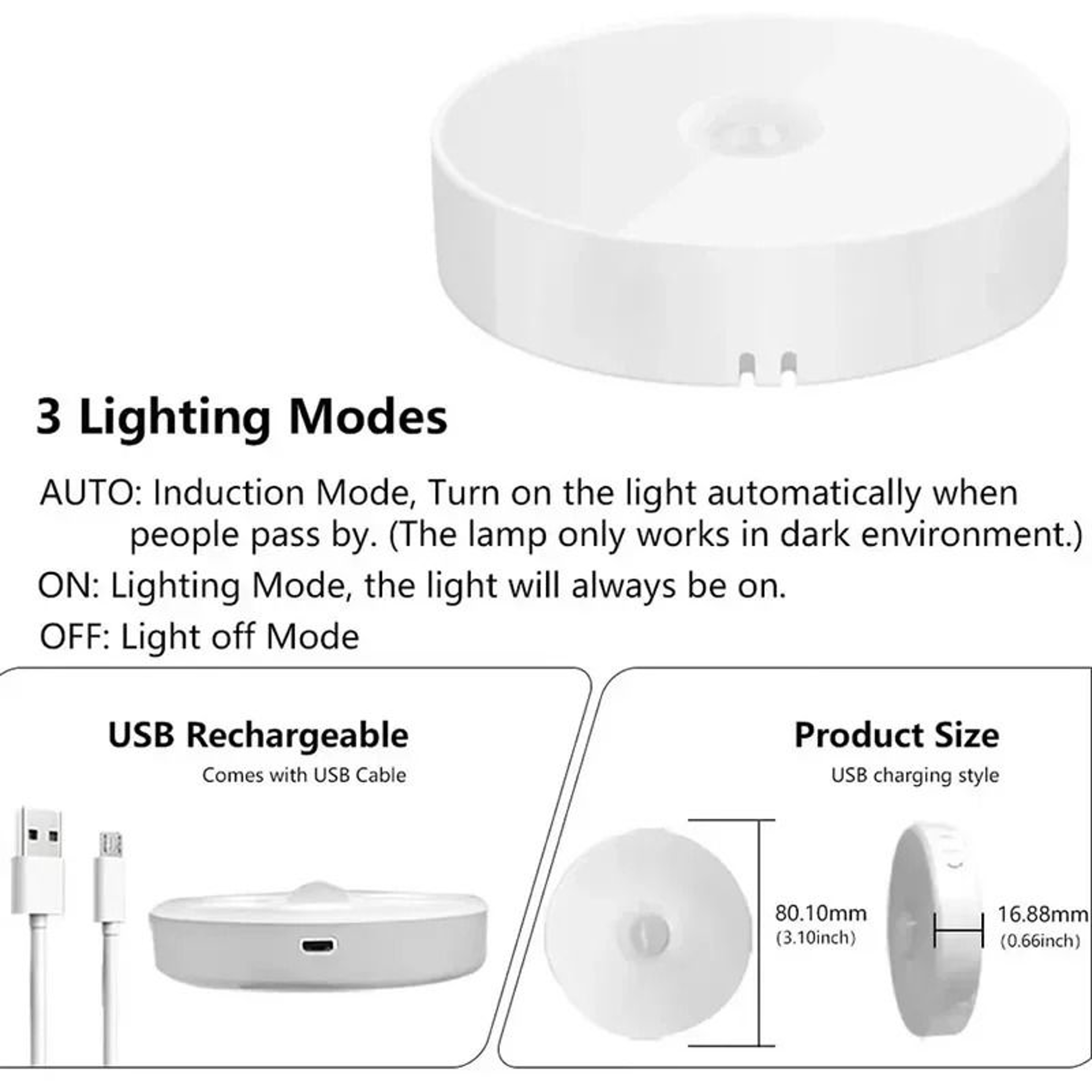 Motion Sensor Indoor Night Light And Wireless Magnetic Lamp 2Pack 3