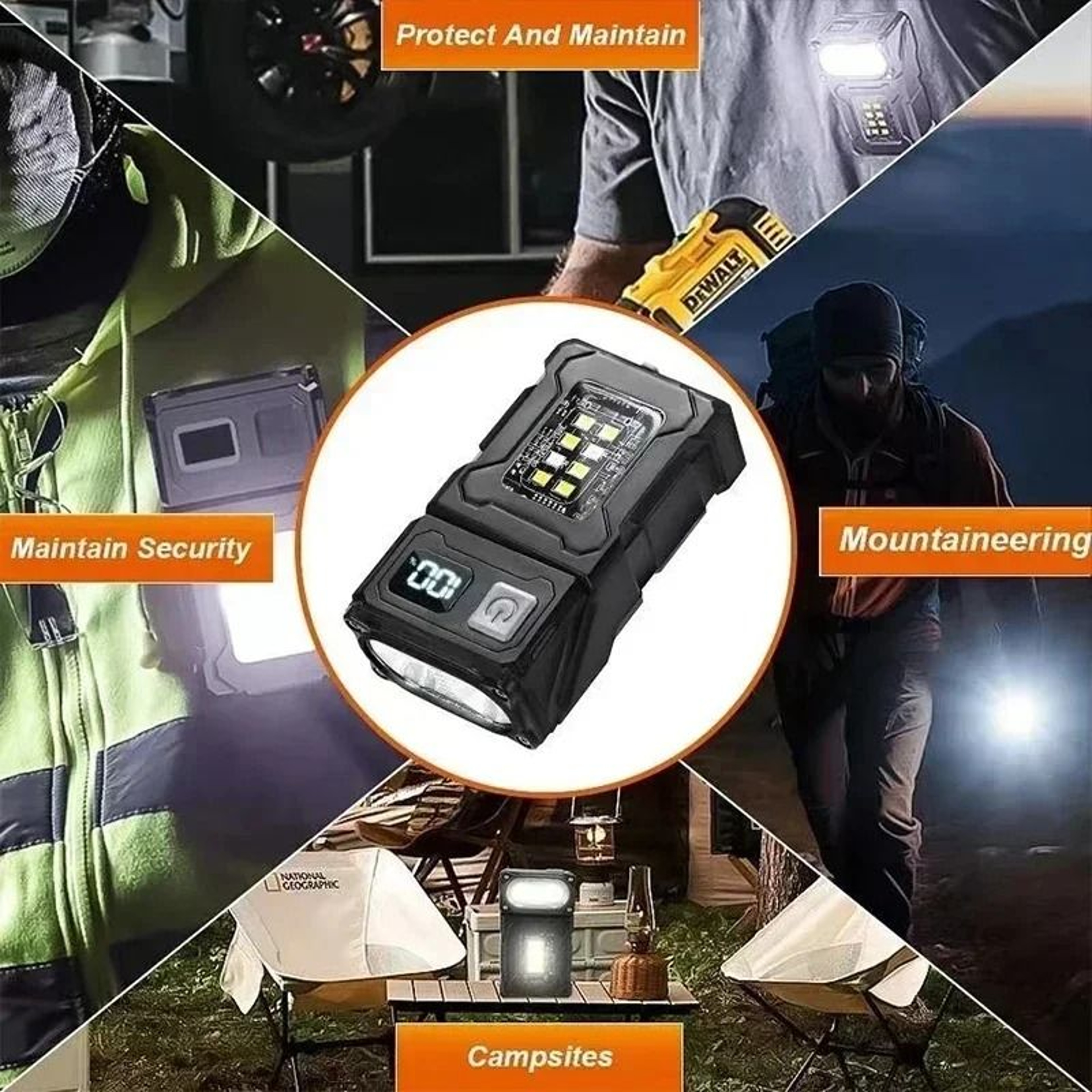 Multifunctional Mini Rechargeable LED Flashlight And Tail Magnet Work Light 3
