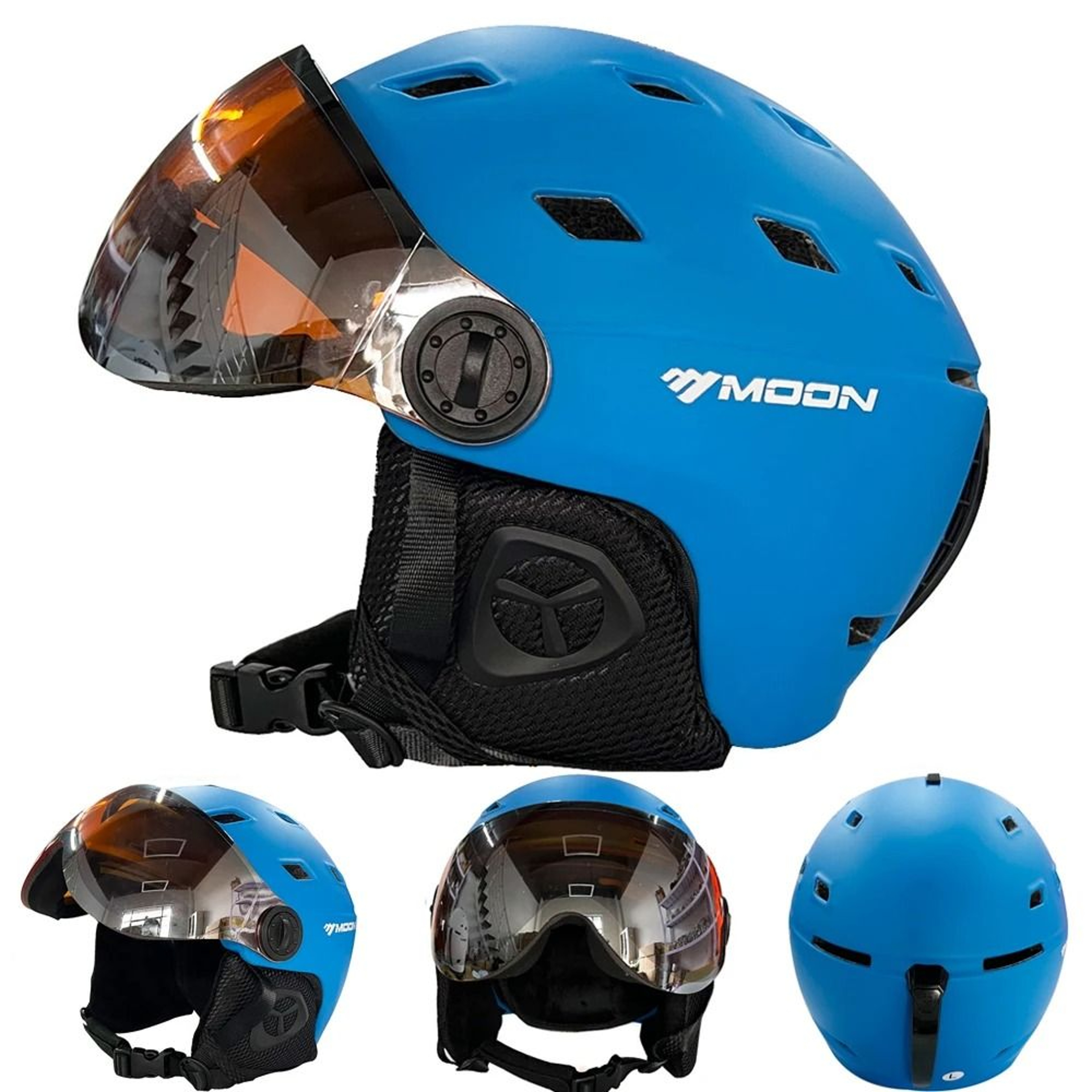 Integrally Molded PC EPS Skiing Helmet With BuiltIn Goggles 5