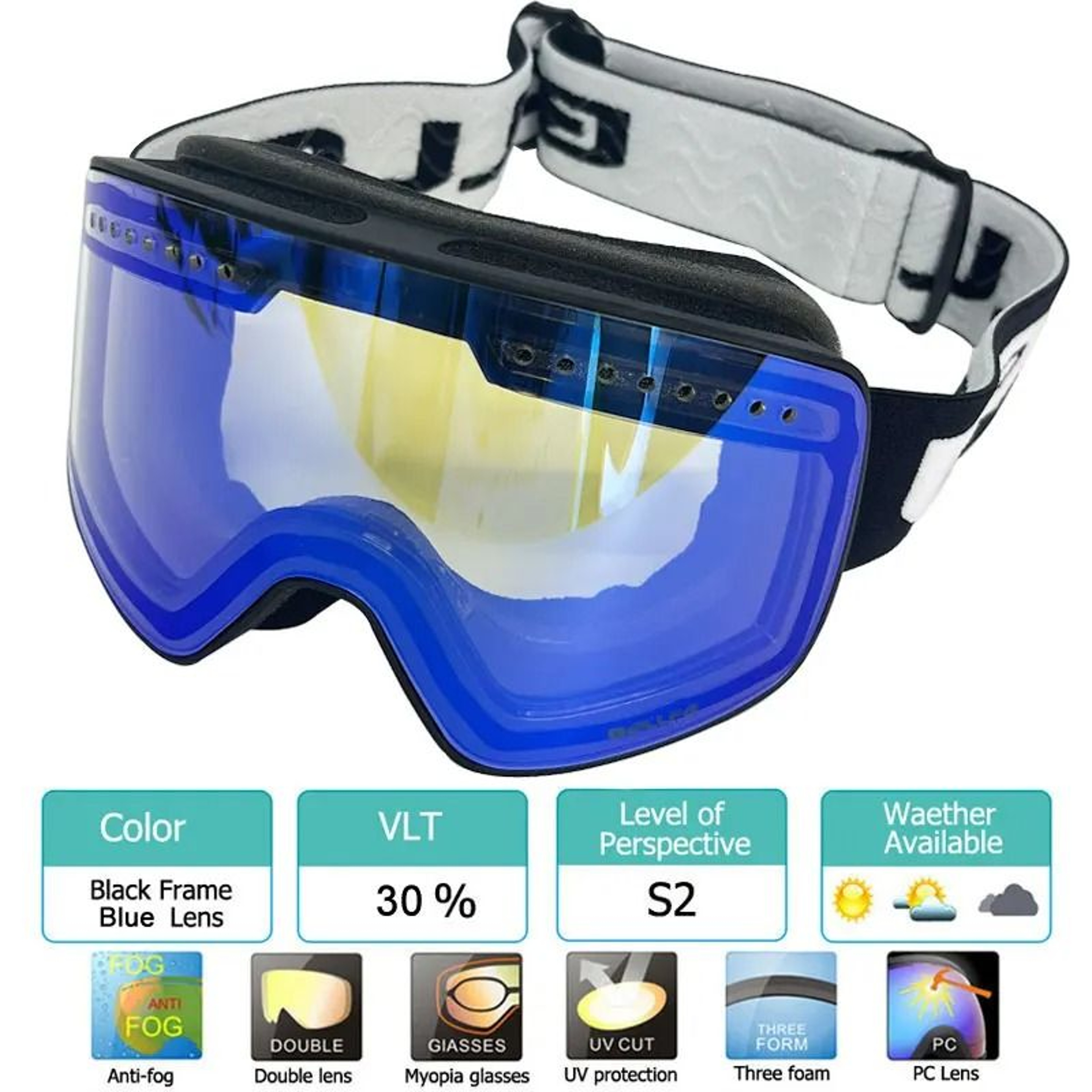 Magnetic Double Layer Polarized Ski Goggles With UV400 Protection 15
