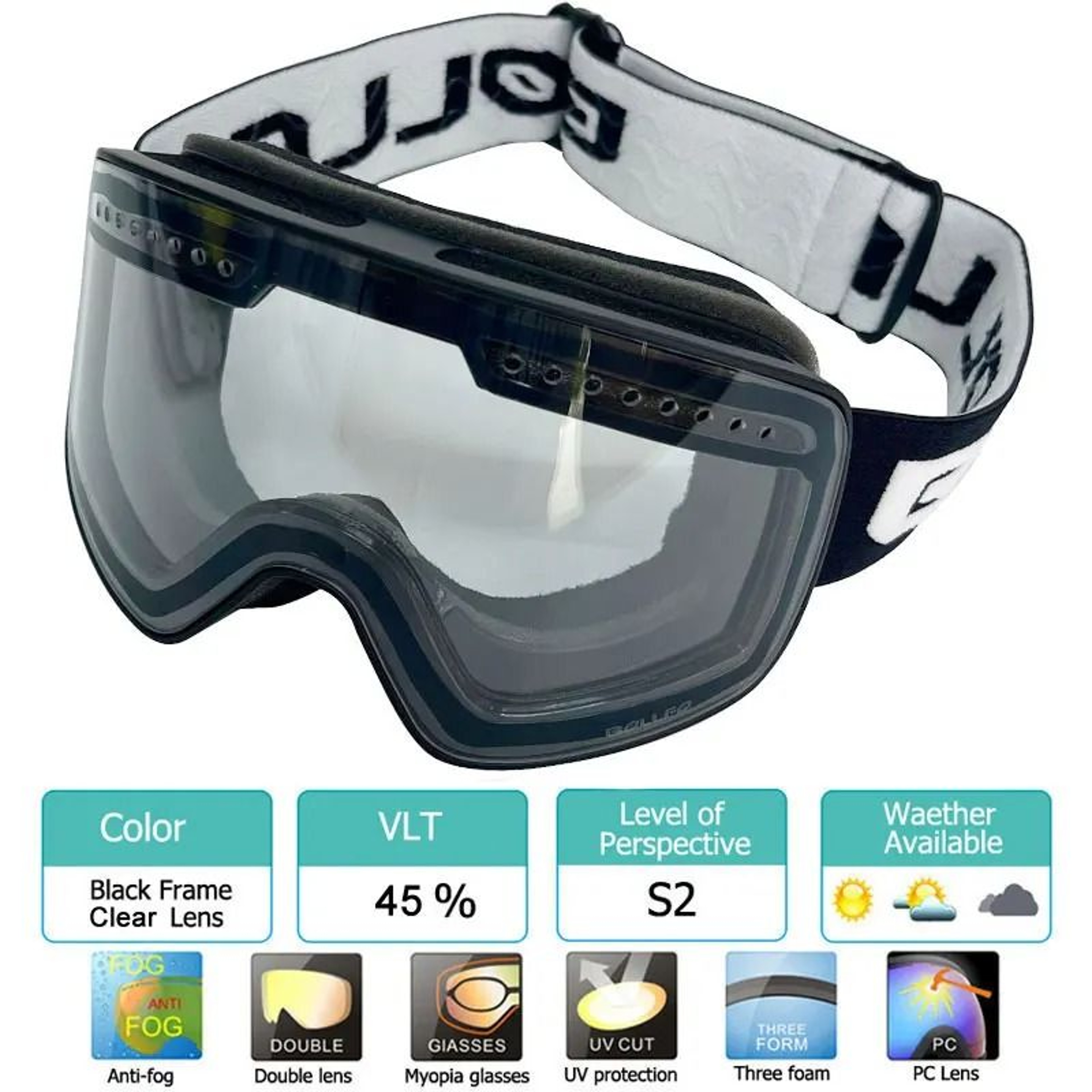 Magnetic Double Layer Polarized Ski Goggles With UV400 Protection 16