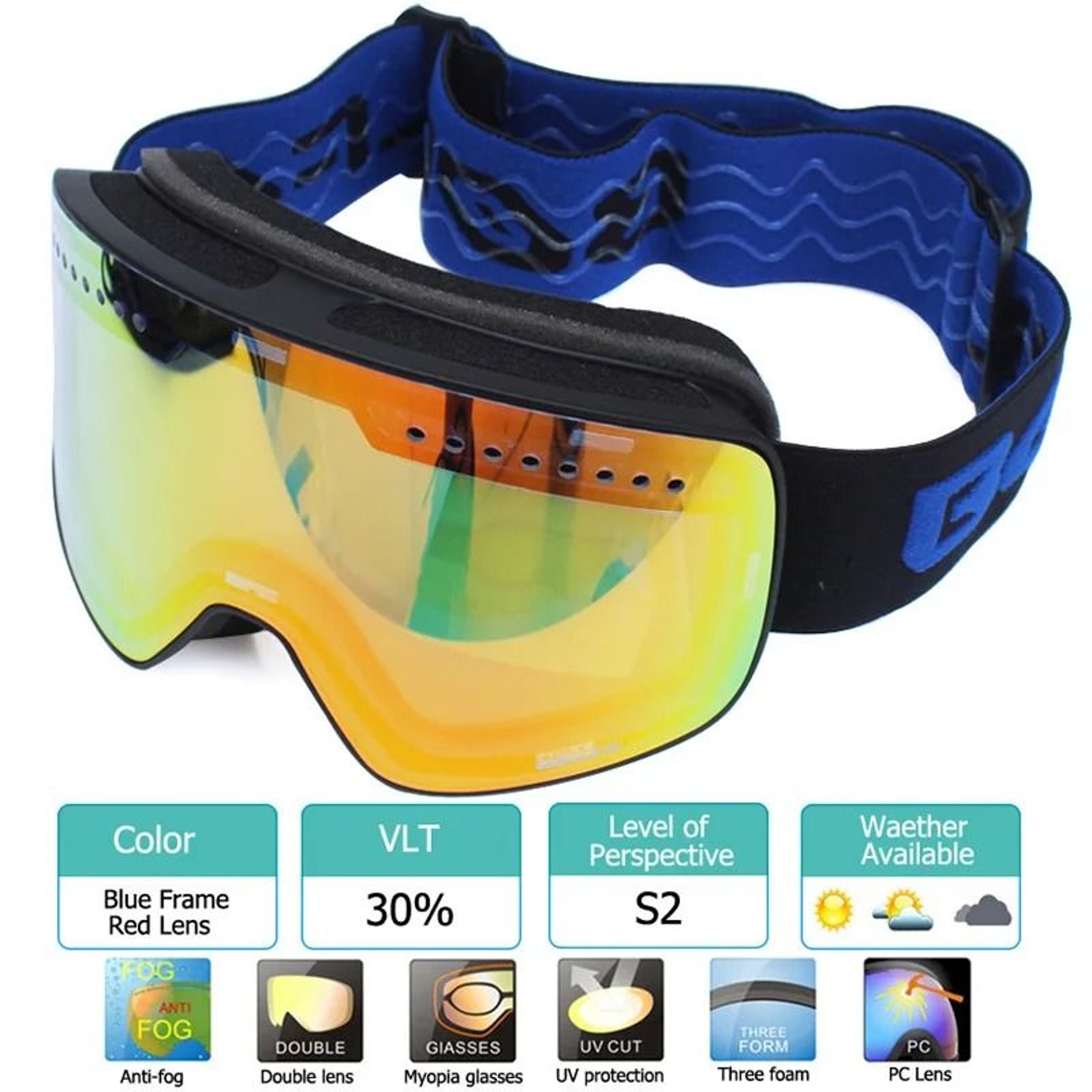 Magnetic Double Layer Polarized Ski Goggles With UV400 Protection 17
