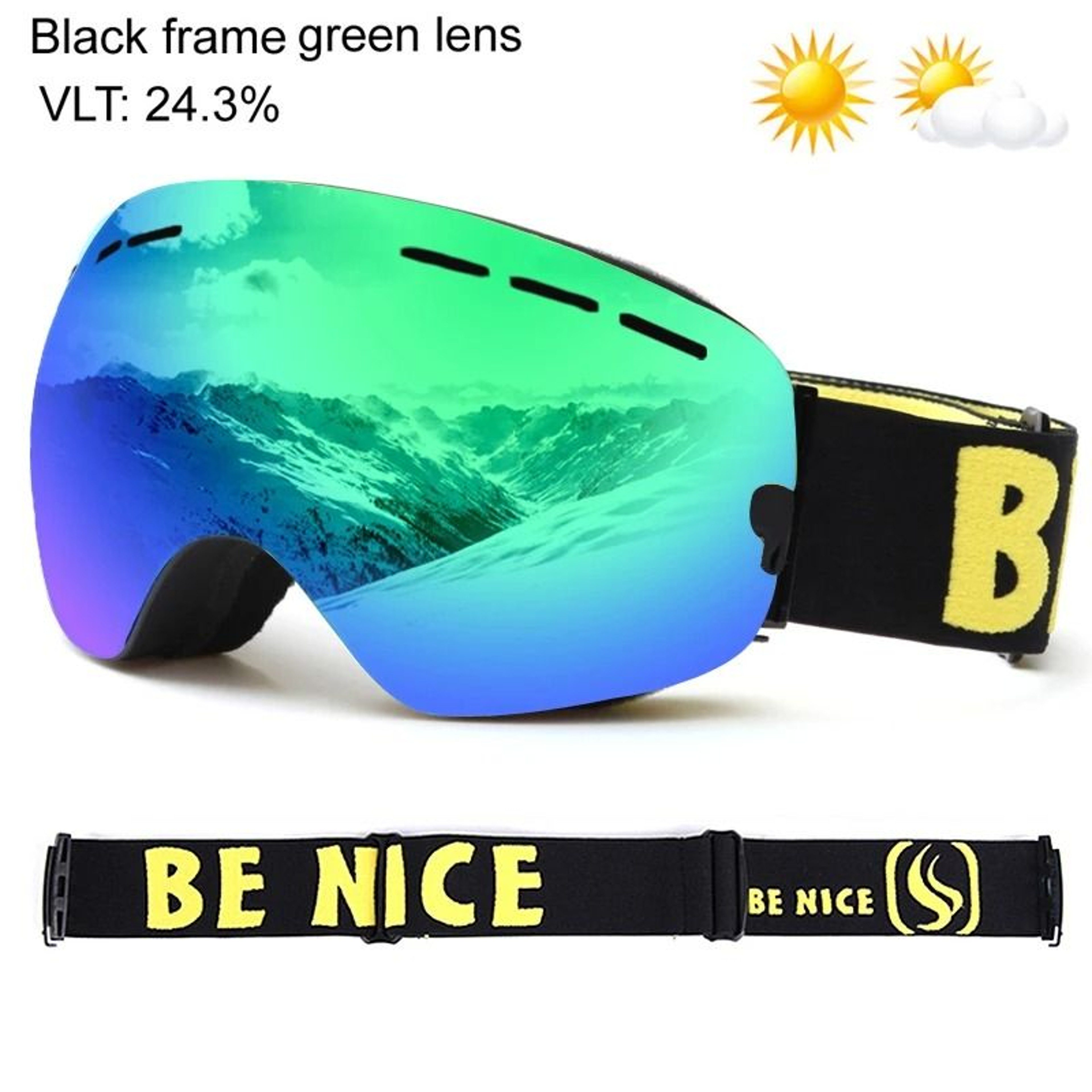 UV400 Anti Fog Double Layers Ski Goggles With Big Lens 0
