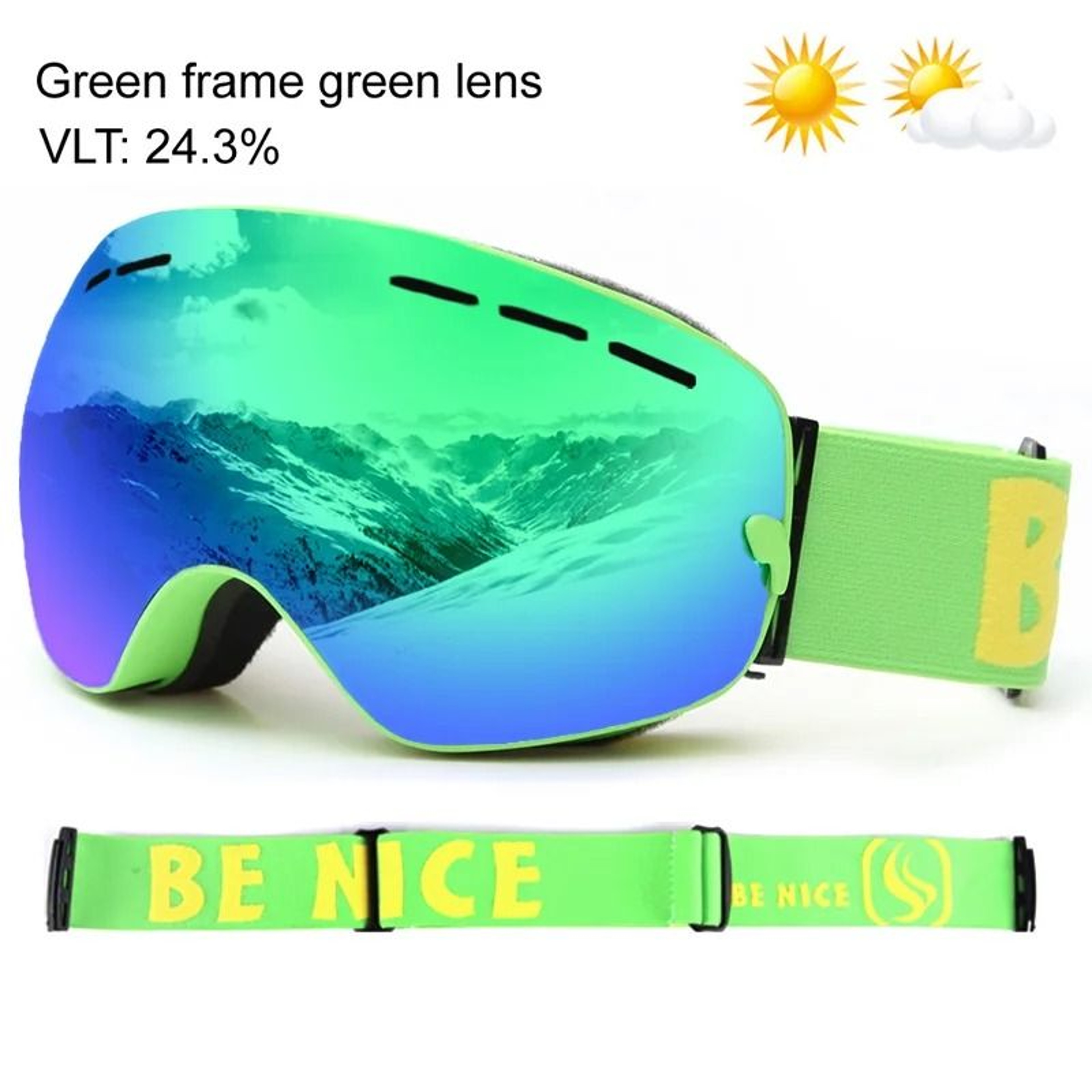 UV400 Anti Fog Double Layers Ski Goggles With Big Lens 9