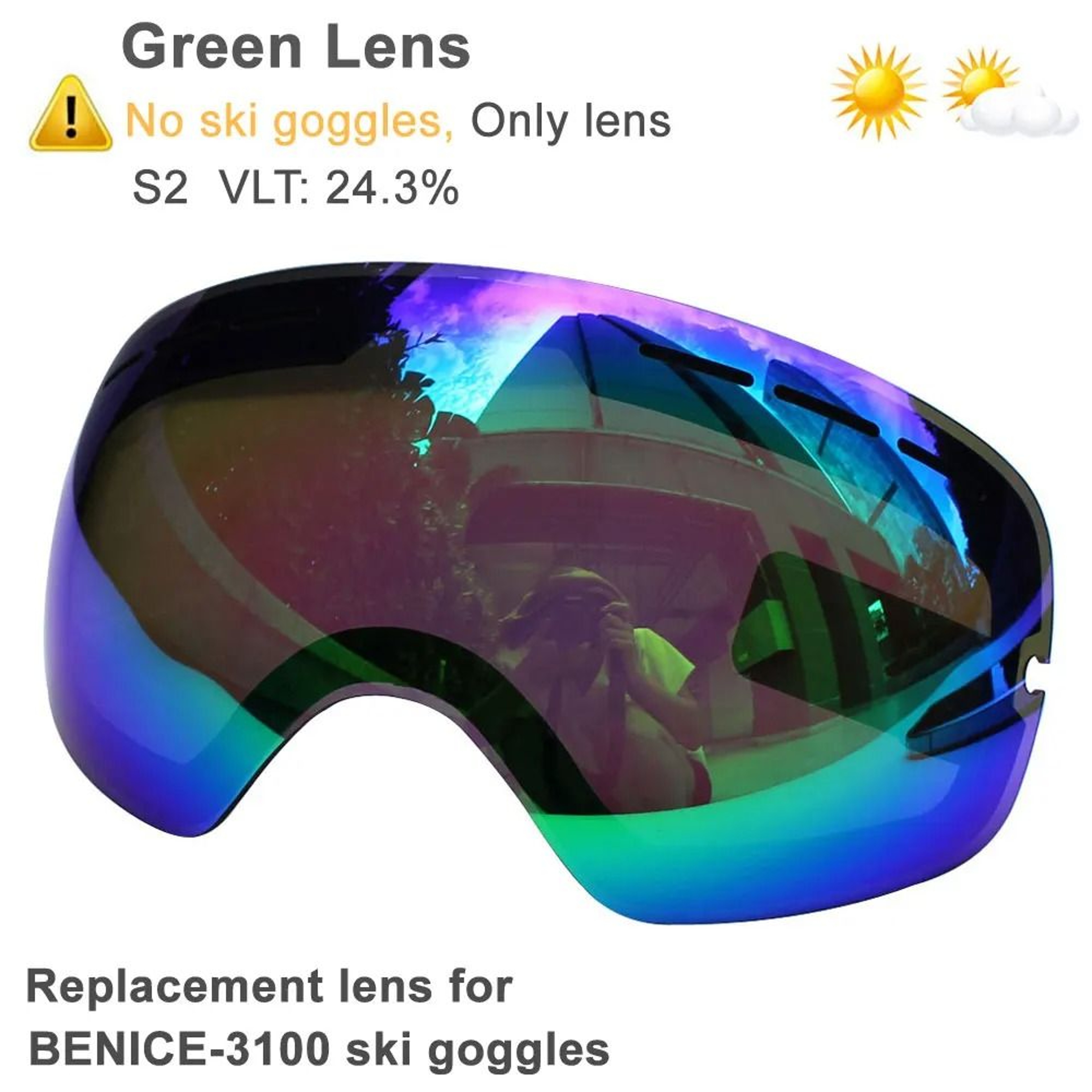 UV400 Anti Fog Double Layers Ski Goggles With Big Lens 25