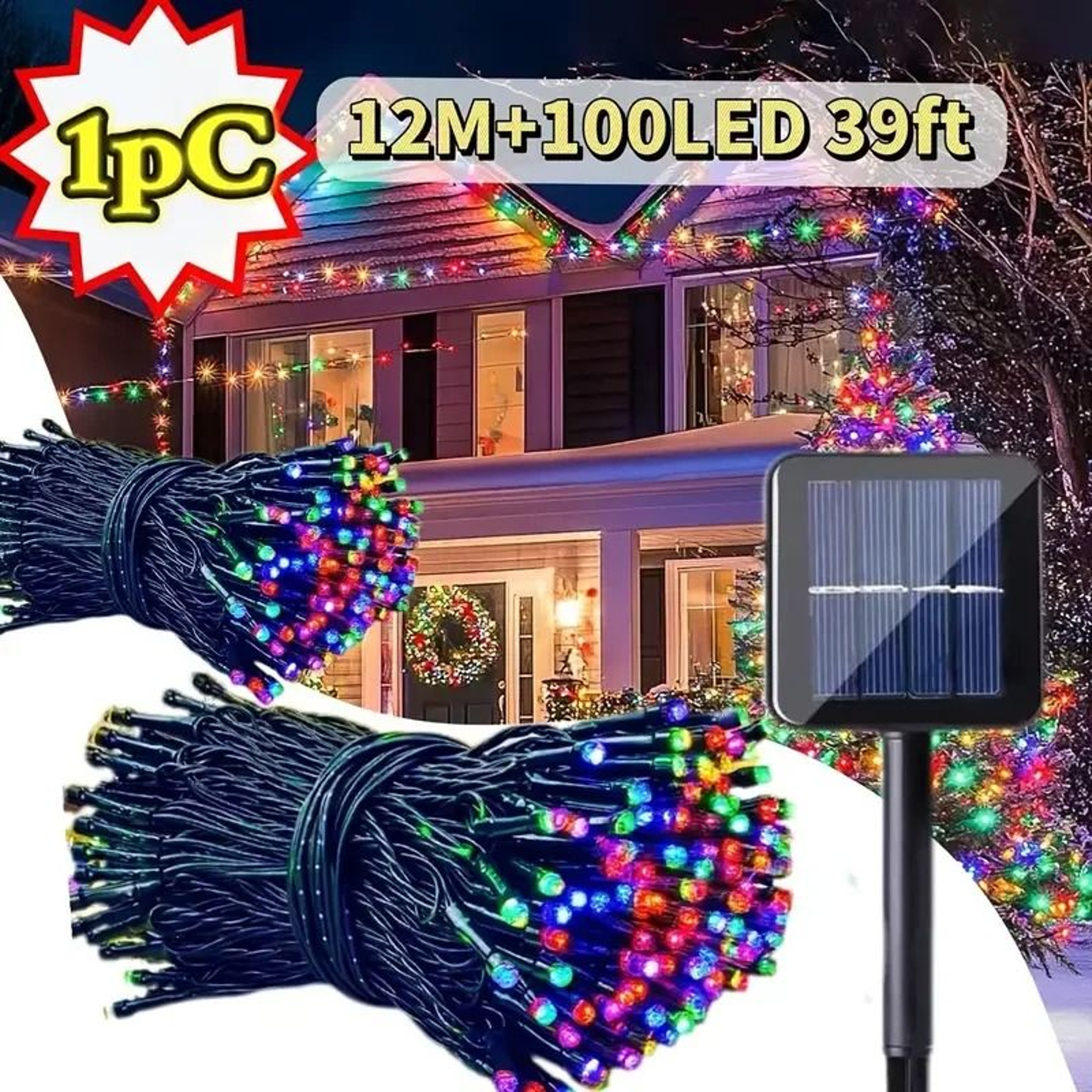 Solar Outdoor Christmas Lights Waterproof Garden String Lights 0
