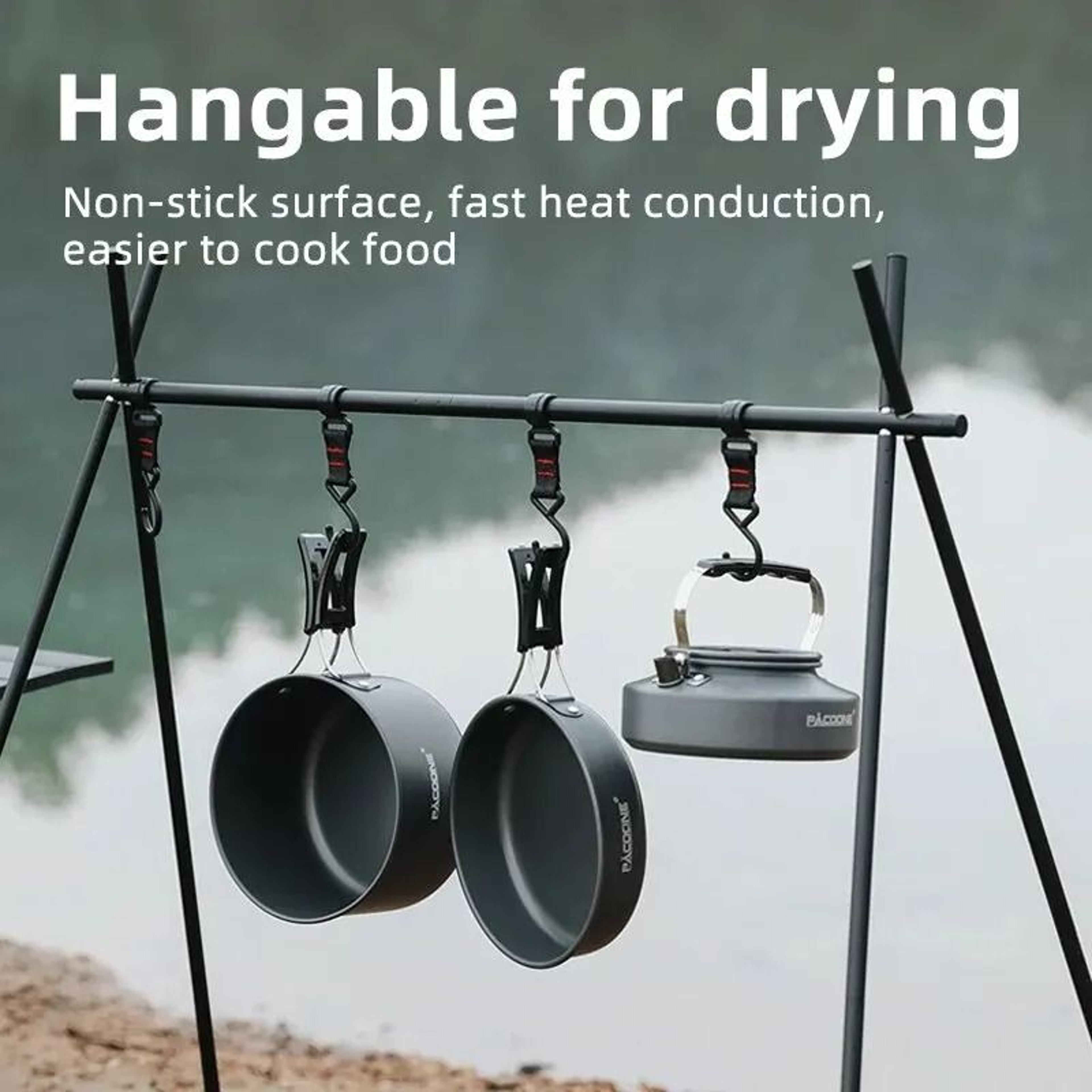 Portable Camping Cookware And Kettle Set 4