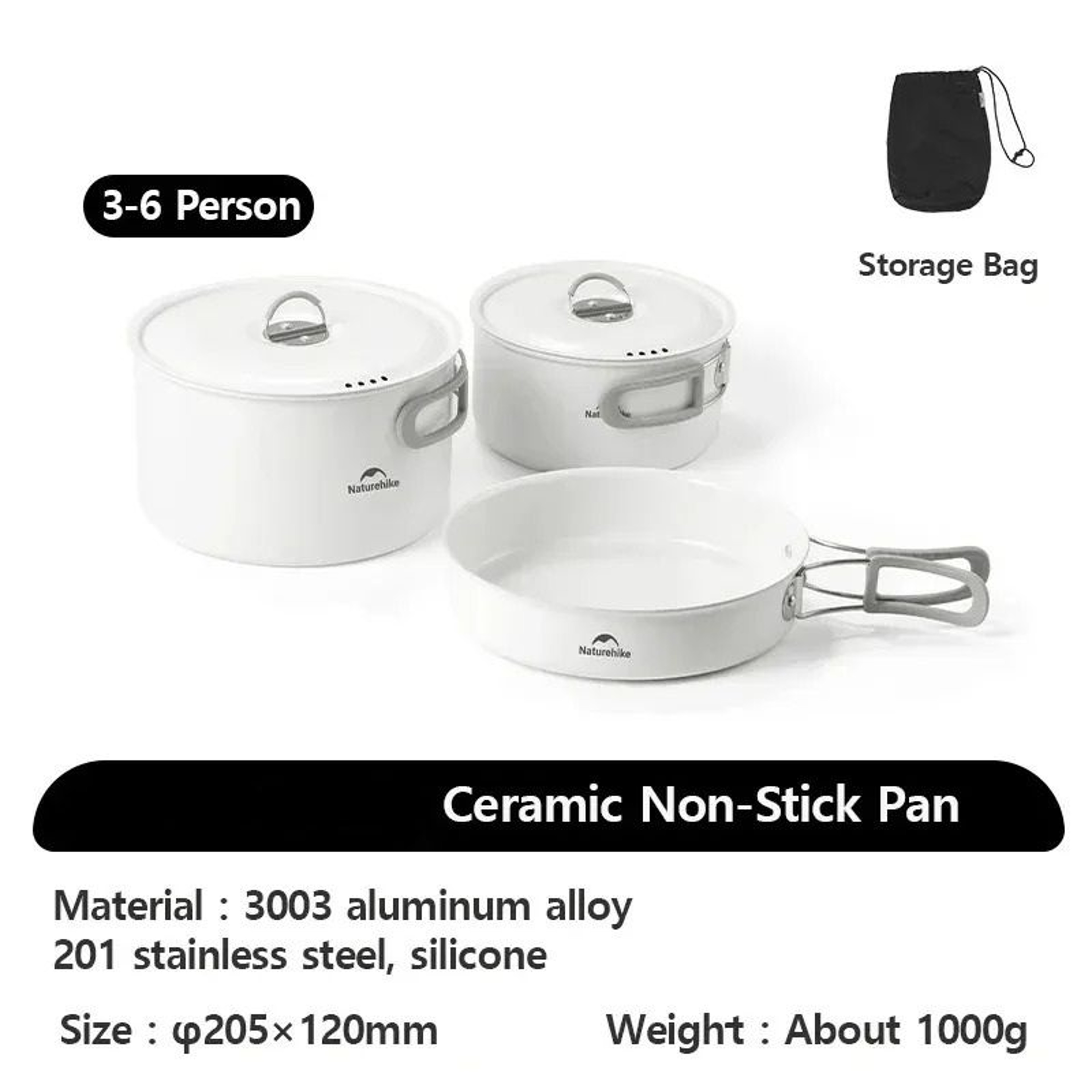 Ceramic NonStick Lightweight Camping Cookware Set 9