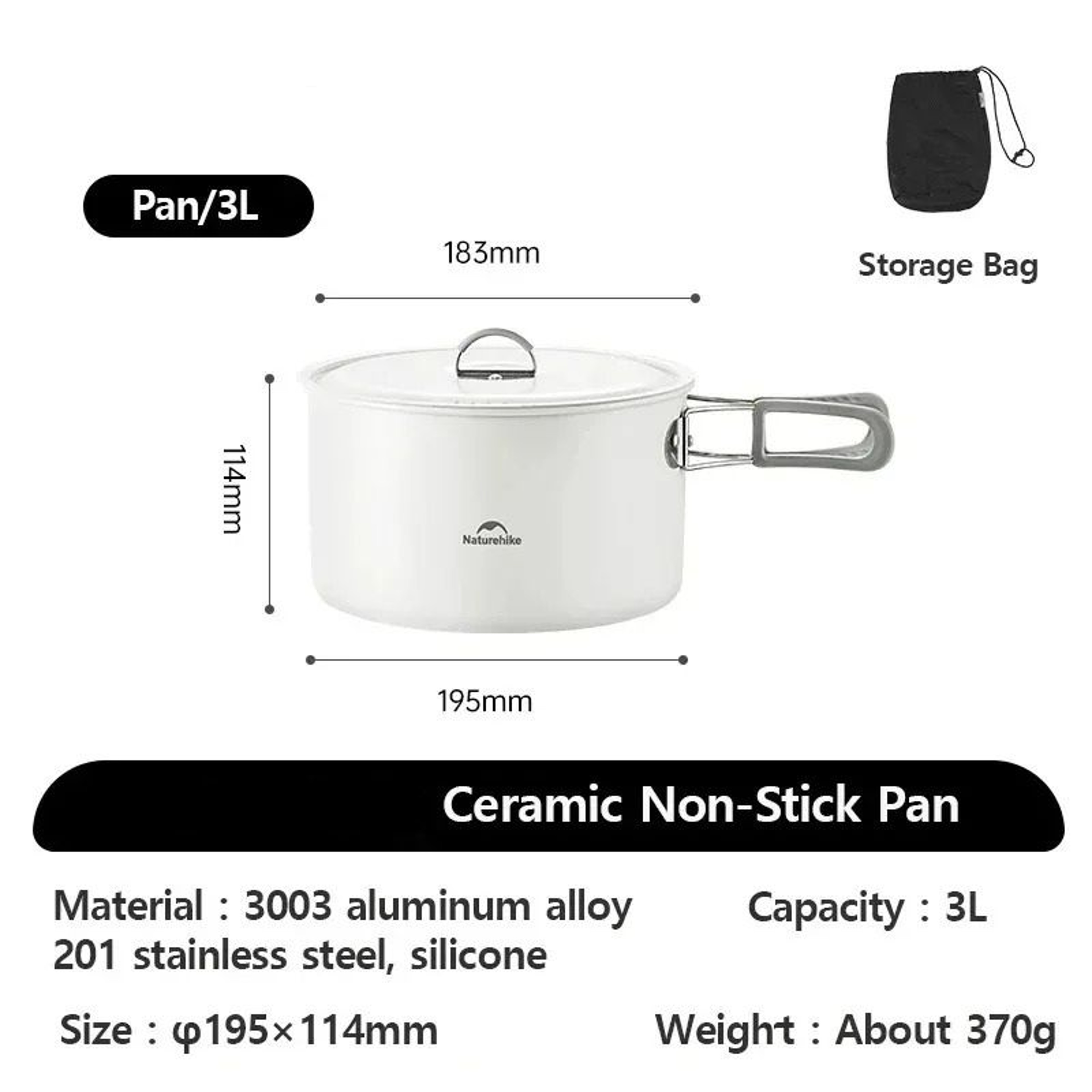 Ceramic NonStick Lightweight Camping Cookware Set 7