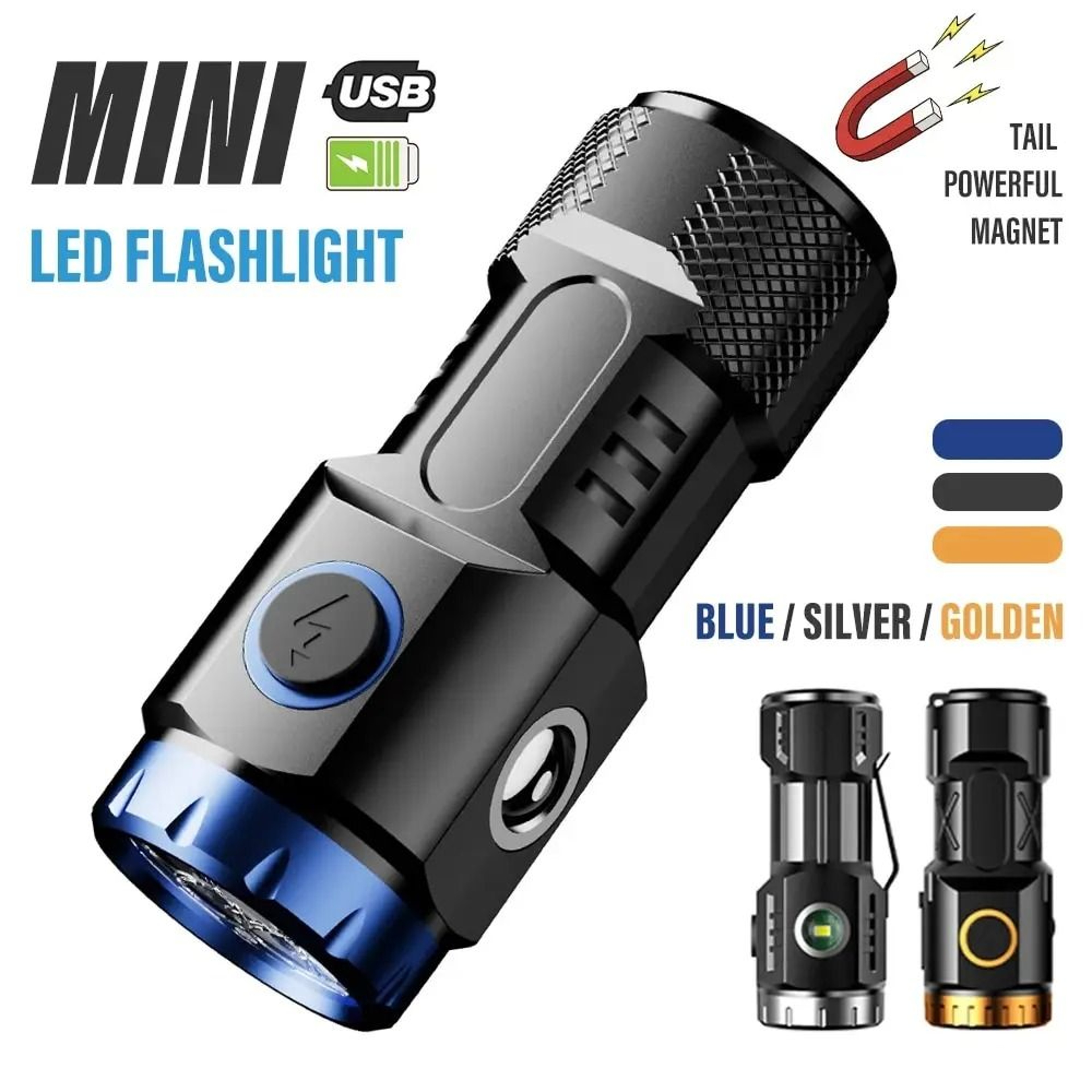 Mini Multi Function Rechargeable LED Flashlight 0