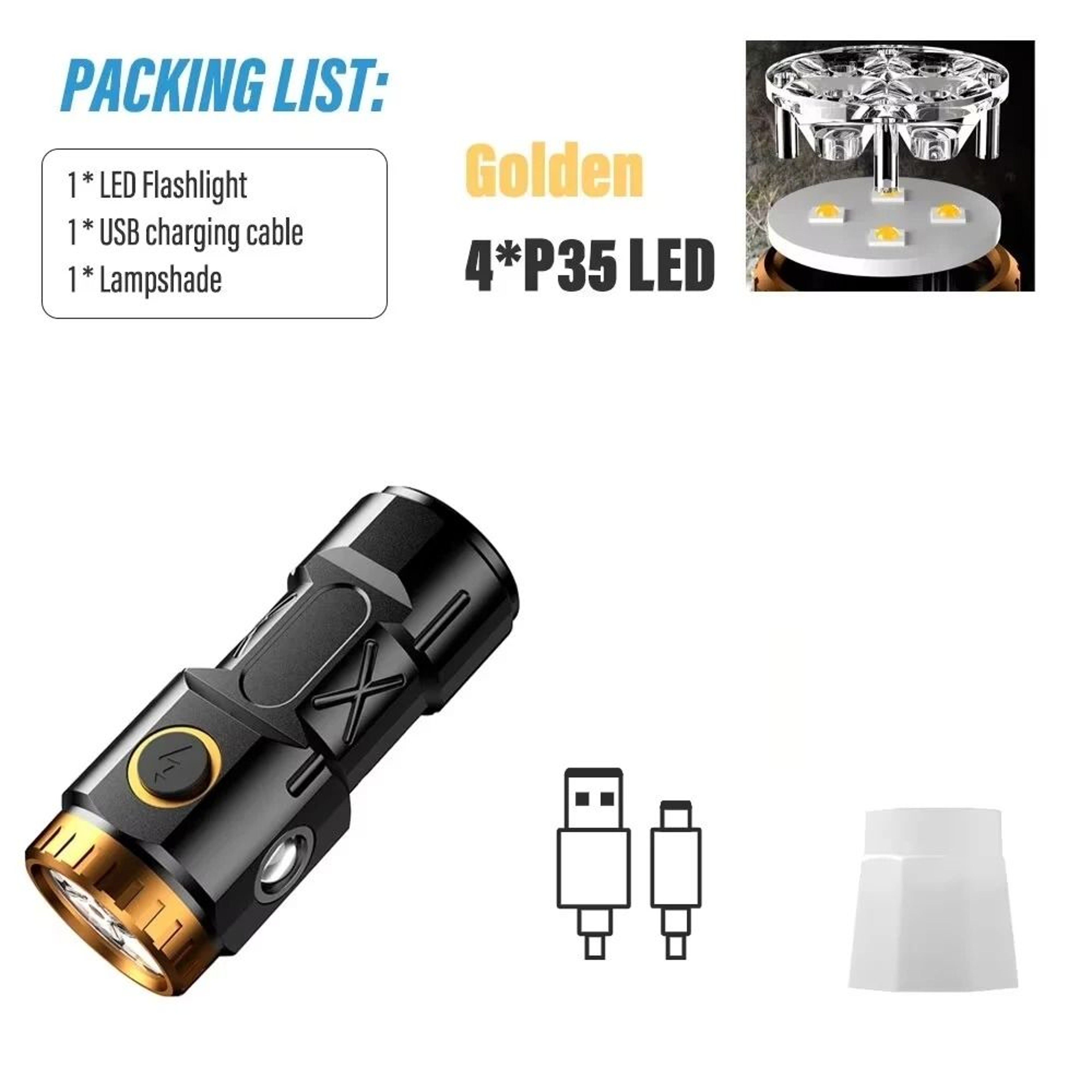 Mini Multi Function Rechargeable LED Flashlight 6