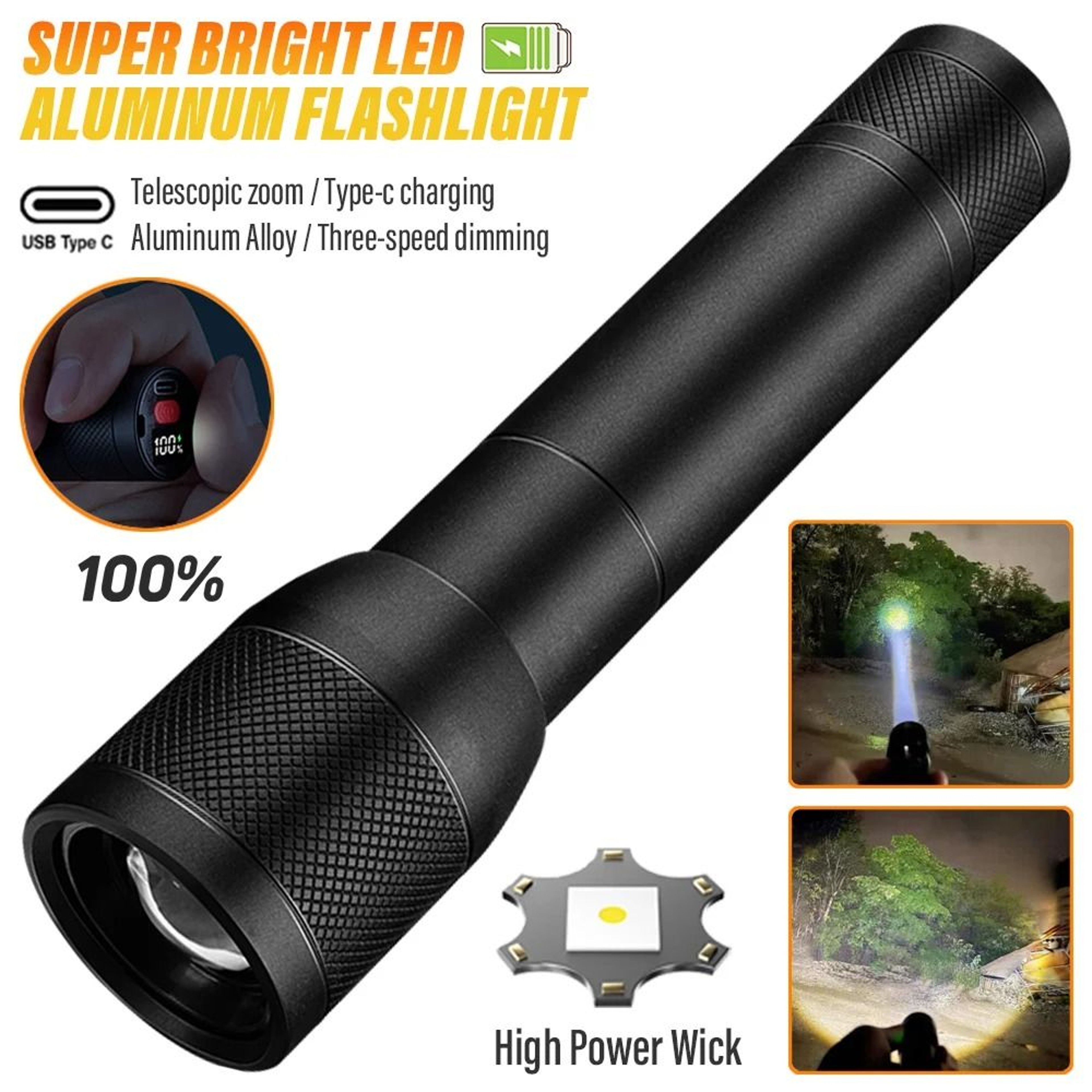 Extreme Beam LED Rechargeable Searchlight  Portable Zoomable Camping Torch 0