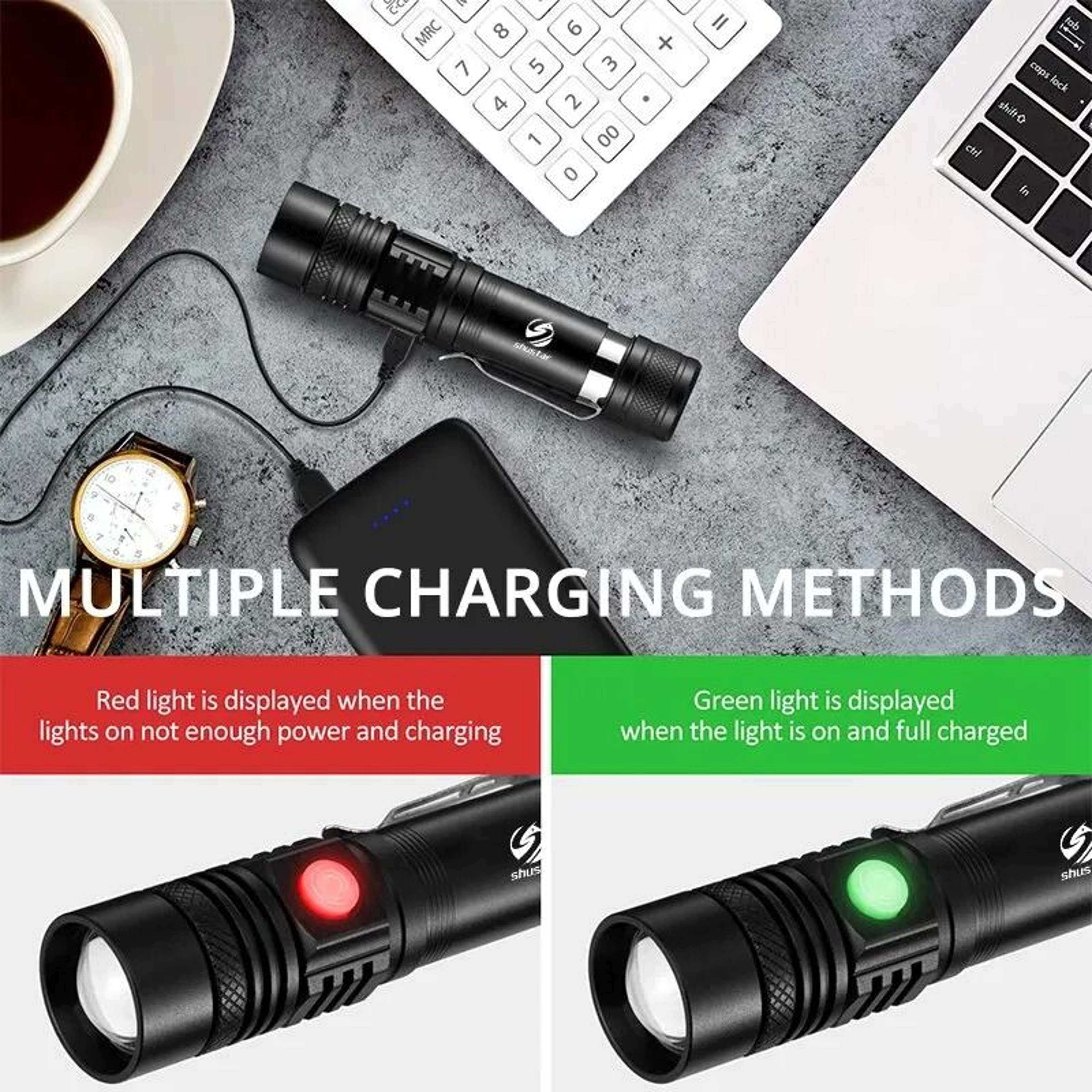 HighPower Tactical LED Flashlight  Waterproof Zoomable Rechargeable Torch 4