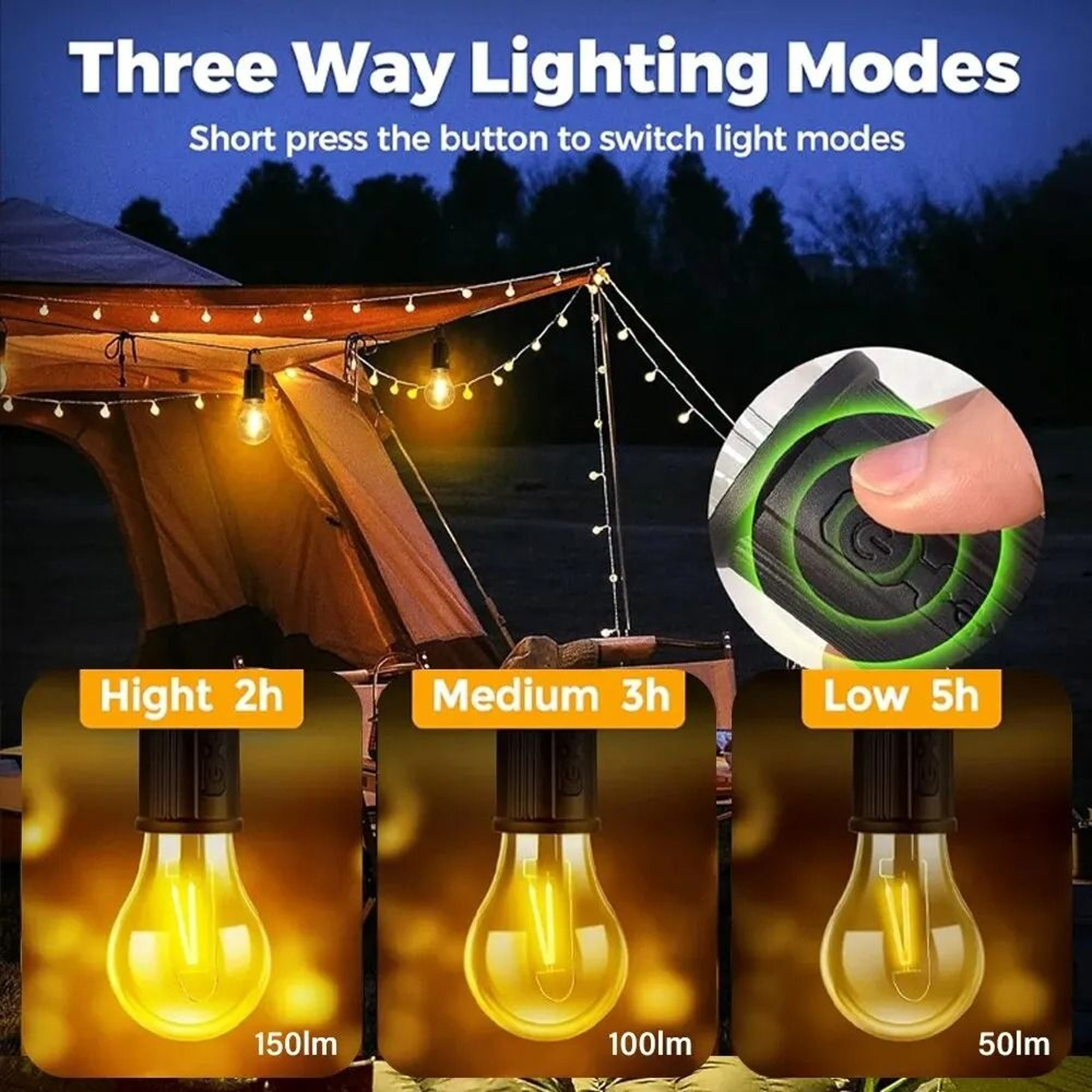 Portable Hanging LED Camping Lantern  USB Rechargeable Outdoor Emergency Light 2