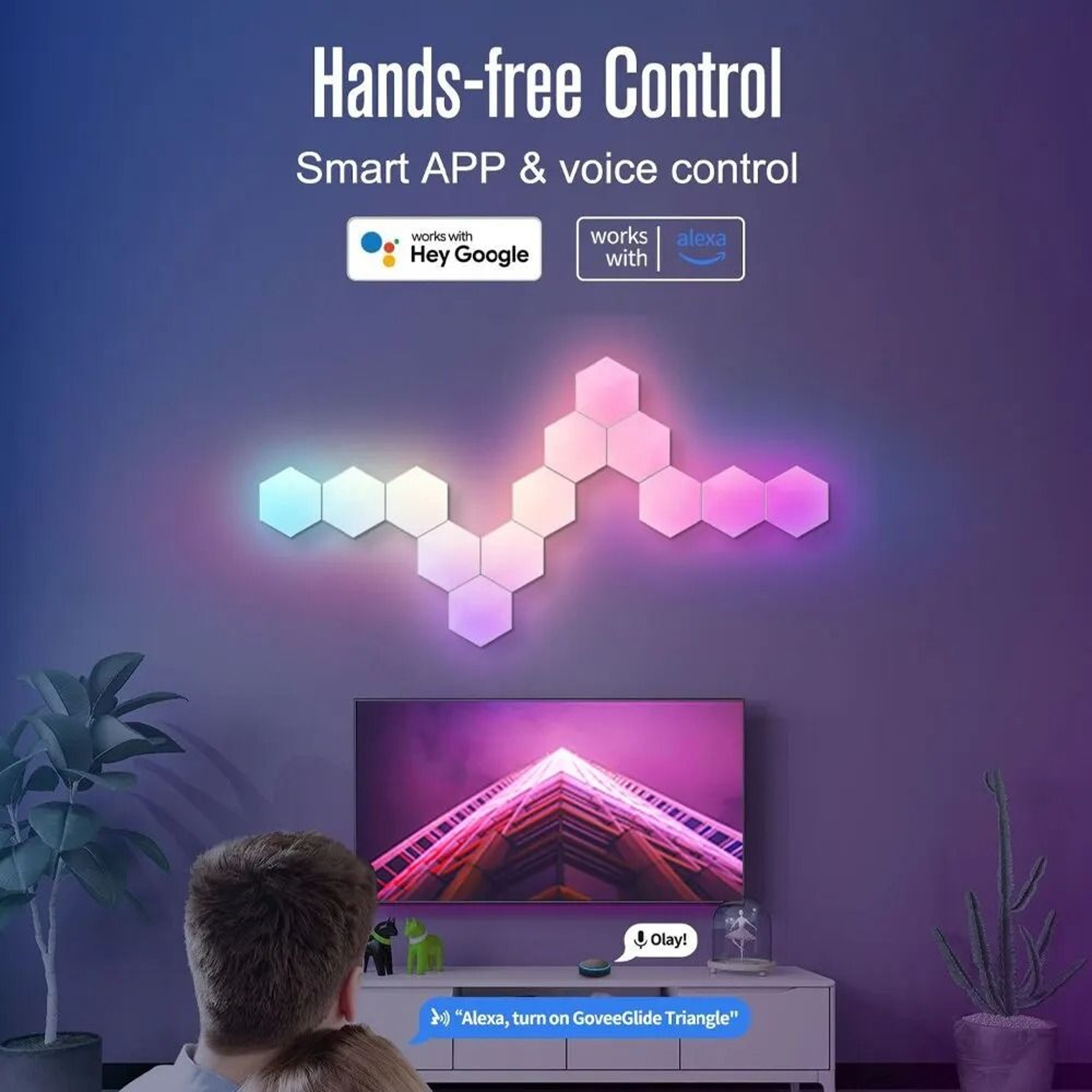Intelligent Hexagonal RGB Wall Lamp  DIY Music Rhythm Ambient Night Light 3