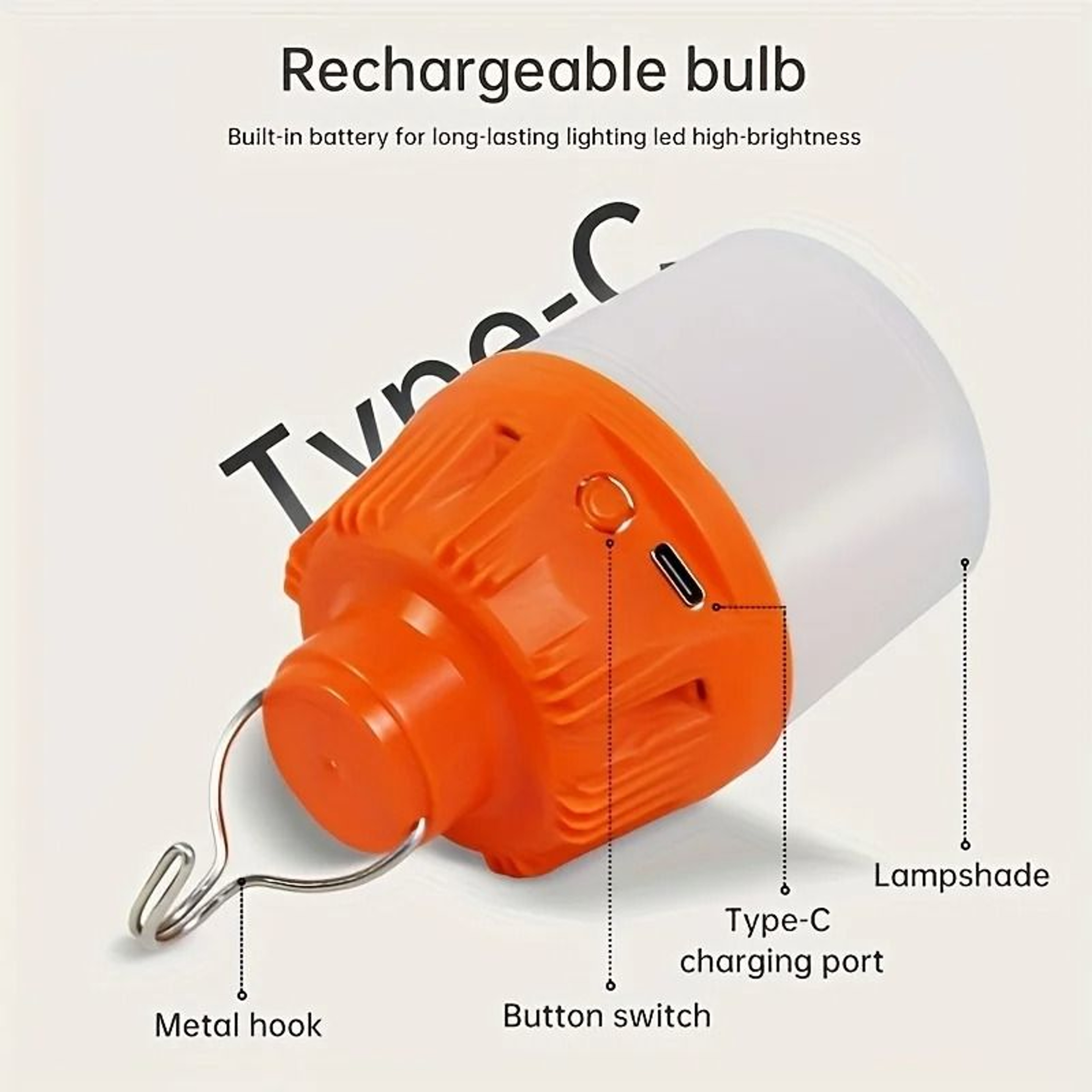 Portable Retro Camping Bulb  USB Rechargeable LED Hanging Lantern 3