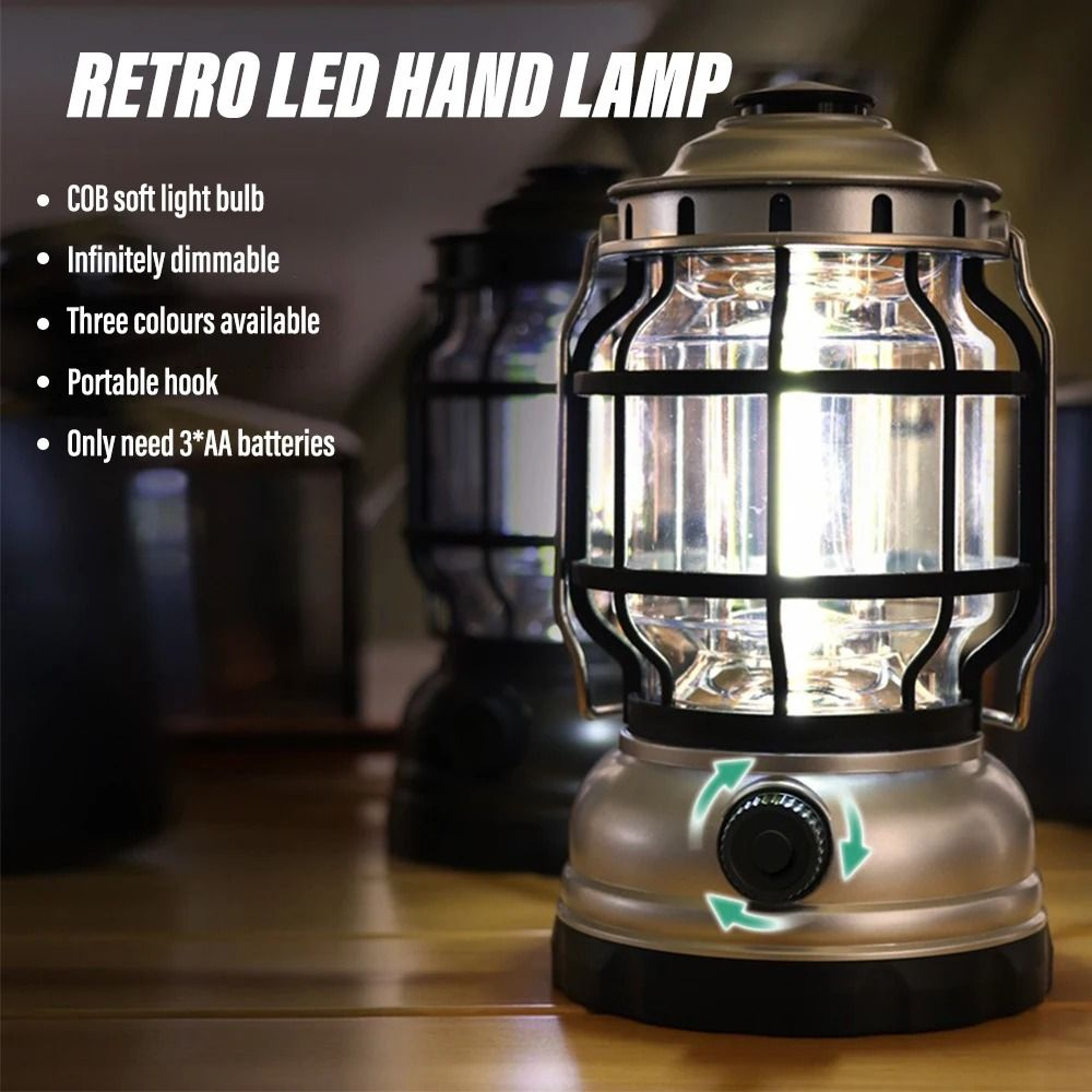 Vintage Dimmable LED Camping Lantern  HighOutput Portable Outdoor Searchlight 0
